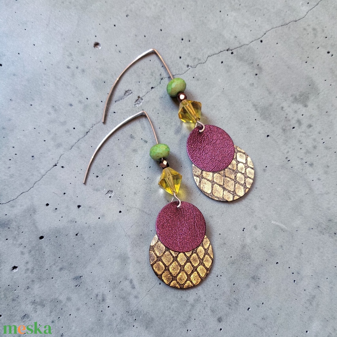 Paradisa collection 6 - bőr, gyöngy és nemesacél fülbevaló  - ékszer - fülbevaló - lógó fülbevaló - Meska.hu