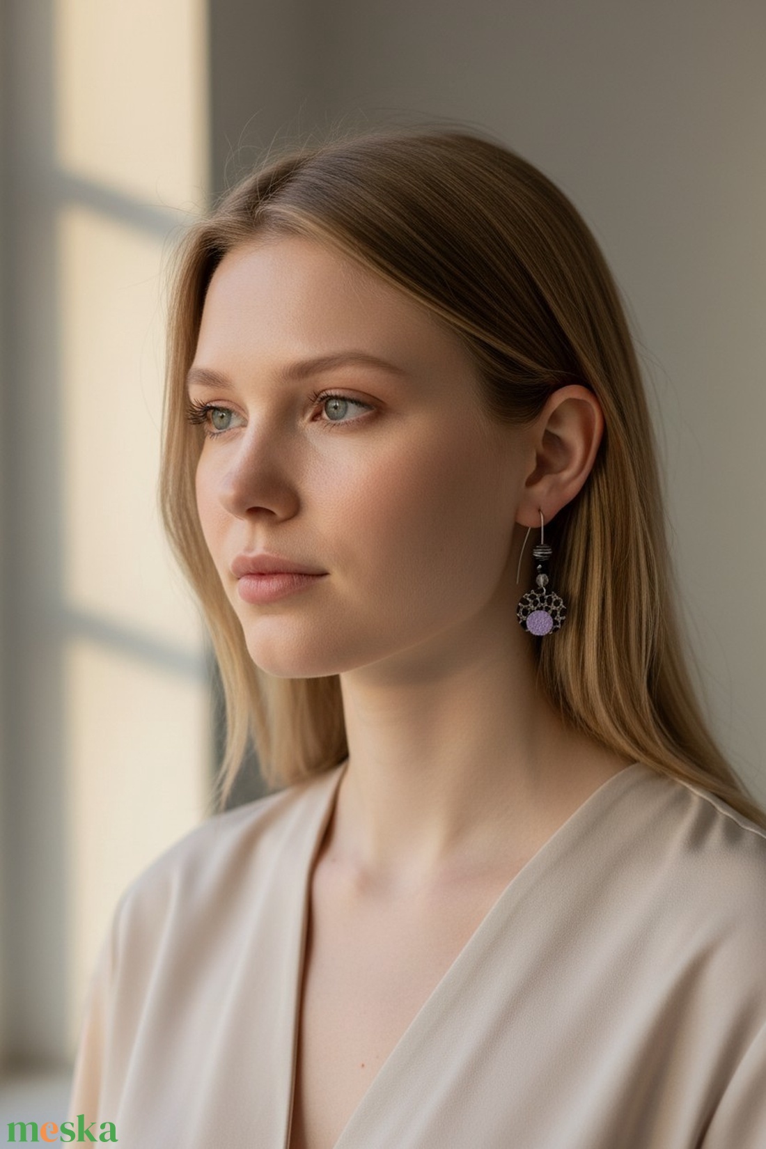 Paradisa collection 10 - bőr, gyöngy és nemesacél fülbevaló  - ékszer - fülbevaló - lógó fülbevaló - Meska.hu