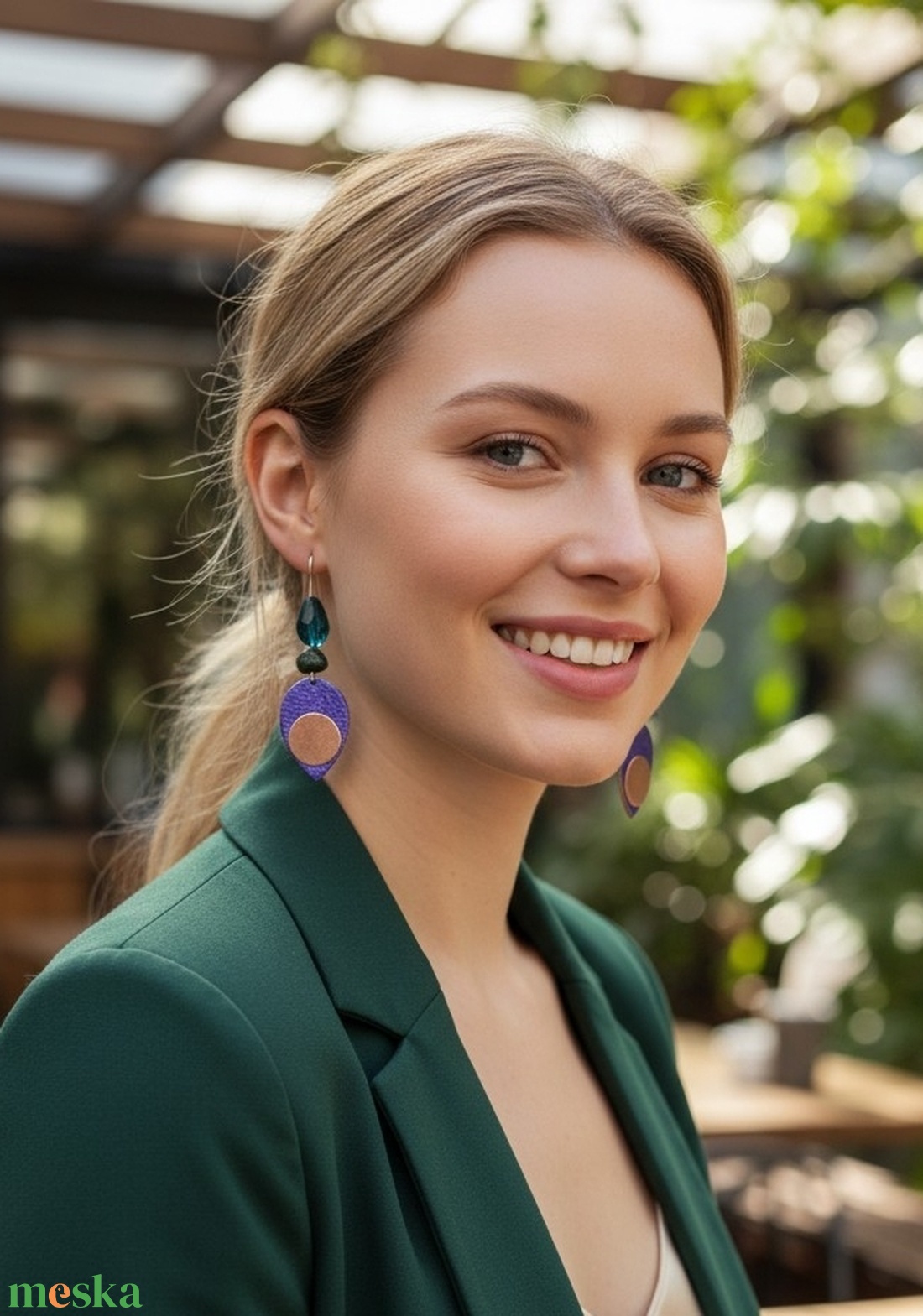 Paradisa collection 12 - bőr, gyöngy és nemesacél fülbevaló  - ékszer - fülbevaló - lógó fülbevaló - Meska.hu