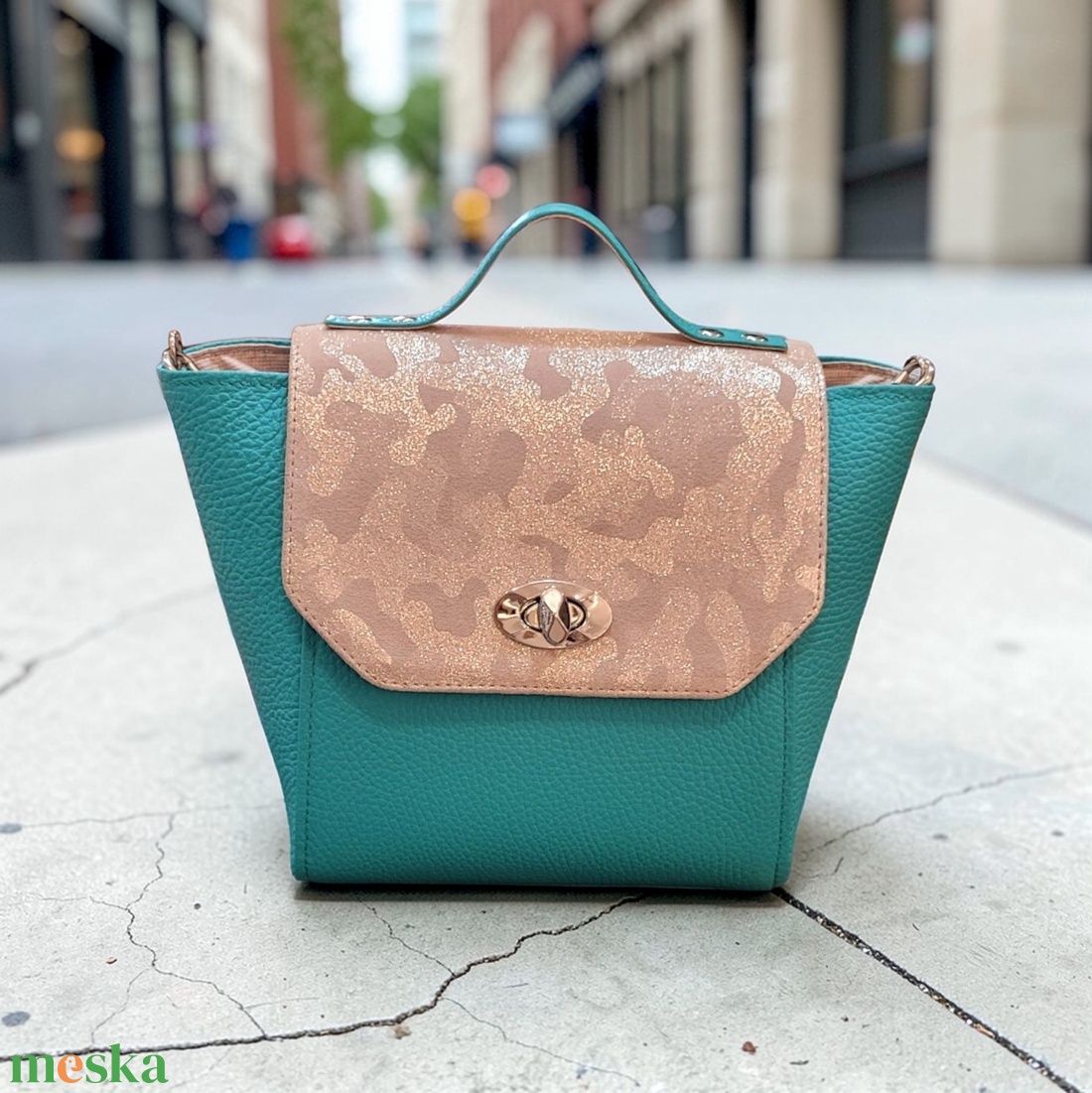 MIDI city silver military - marhabőr válltáska - táska & tok - kézitáska & válltáska - vállon átvethető táska - Meska.hu