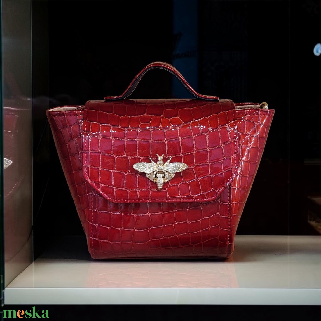 UTOLSÓ DARAB Mini city red patent - marhabőr válltáska - táska & tok - kézitáska & válltáska - válltáska - Meska.hu