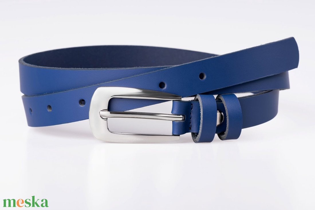 Blue narrow - 2cm széles kék öv - ruha & divat - öv & övcsat - öv - Meska.hu