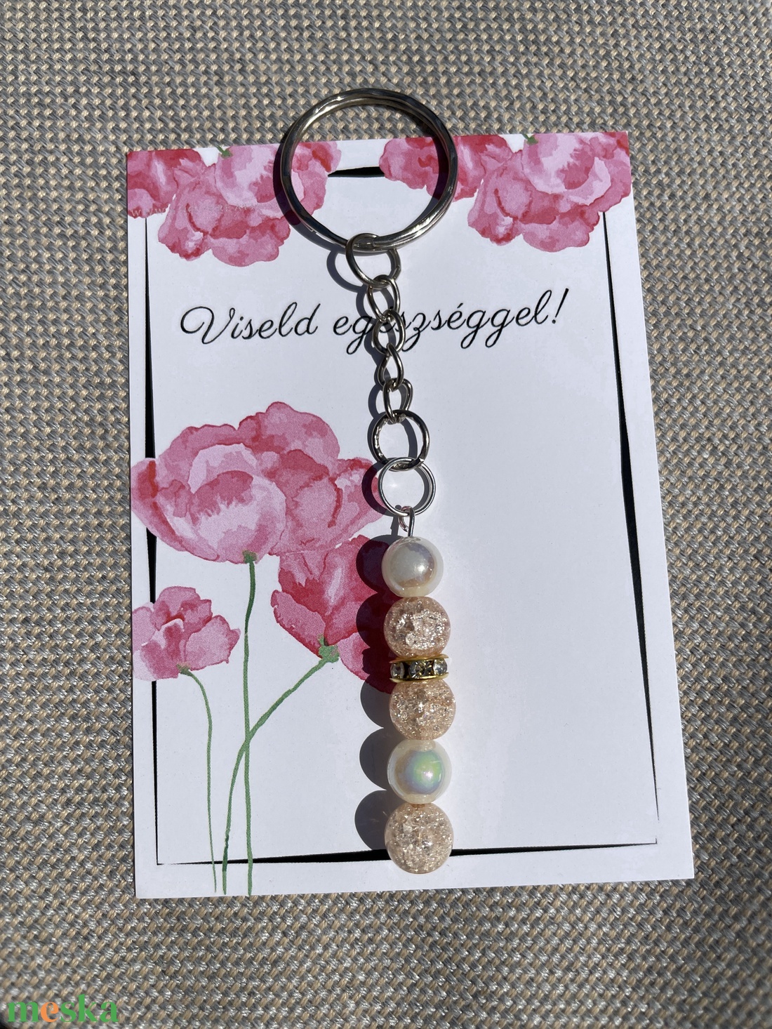 Kézzel készített kulcstartó ásvány gyöngyből - táska & tok - kulcstartó & táskadísz - kulcstartó - Meska.hu