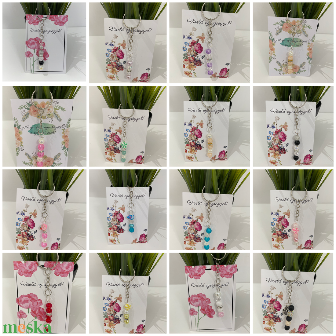 Kézzel készített kulcstartó ásvány gyöngyből - táska & tok - kulcstartó & táskadísz - kulcstartó - Meska.hu