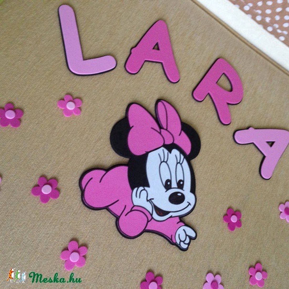 dekorgumi ajtó dekoráció: Név + figura - baby Minnie -  - Meska.hu