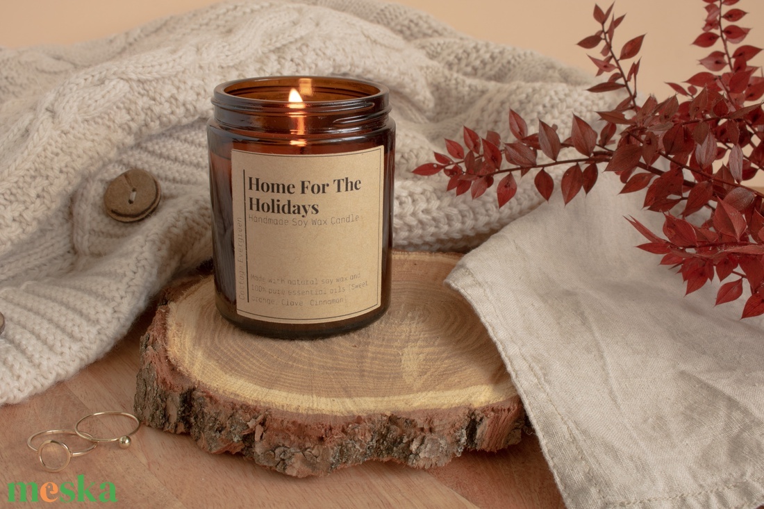 Karácsonyi Fűszeres Szójaviasz Illatgyertya, Ajándék nőknek, Natúr Kozmetikum Csomag, Self Care Gift Box - szépségápolás - kozmetikai ajándékcsomag - Meska.hu