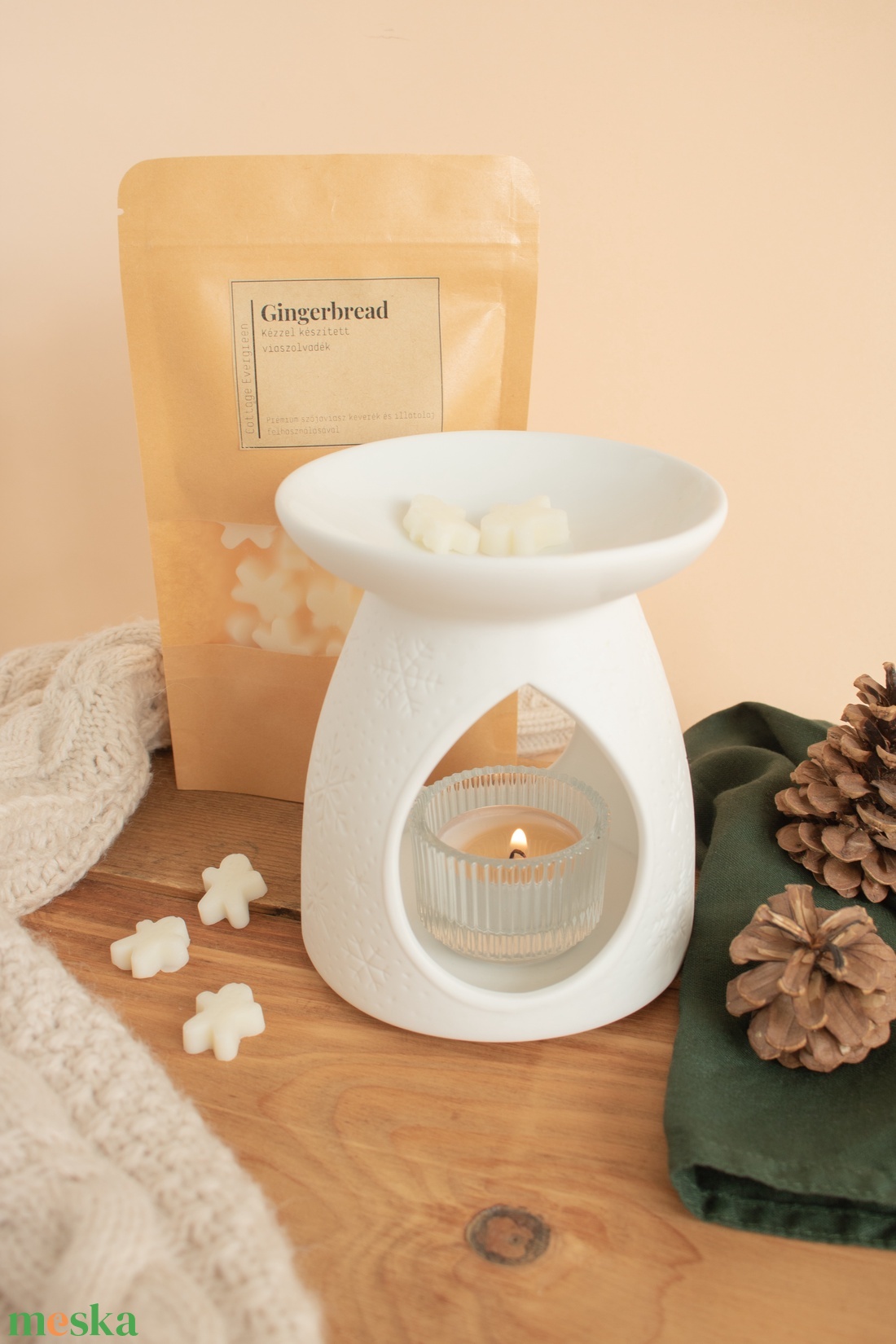 Karácsonyi Illatviasz, Ajándék nőknek, Mézeskalács Illatviasz, Gingerbread Wax Melts, Édesnarancsos Fürdőbomba - szépségápolás - kozmetikai ajándékcsomag - Meska.hu