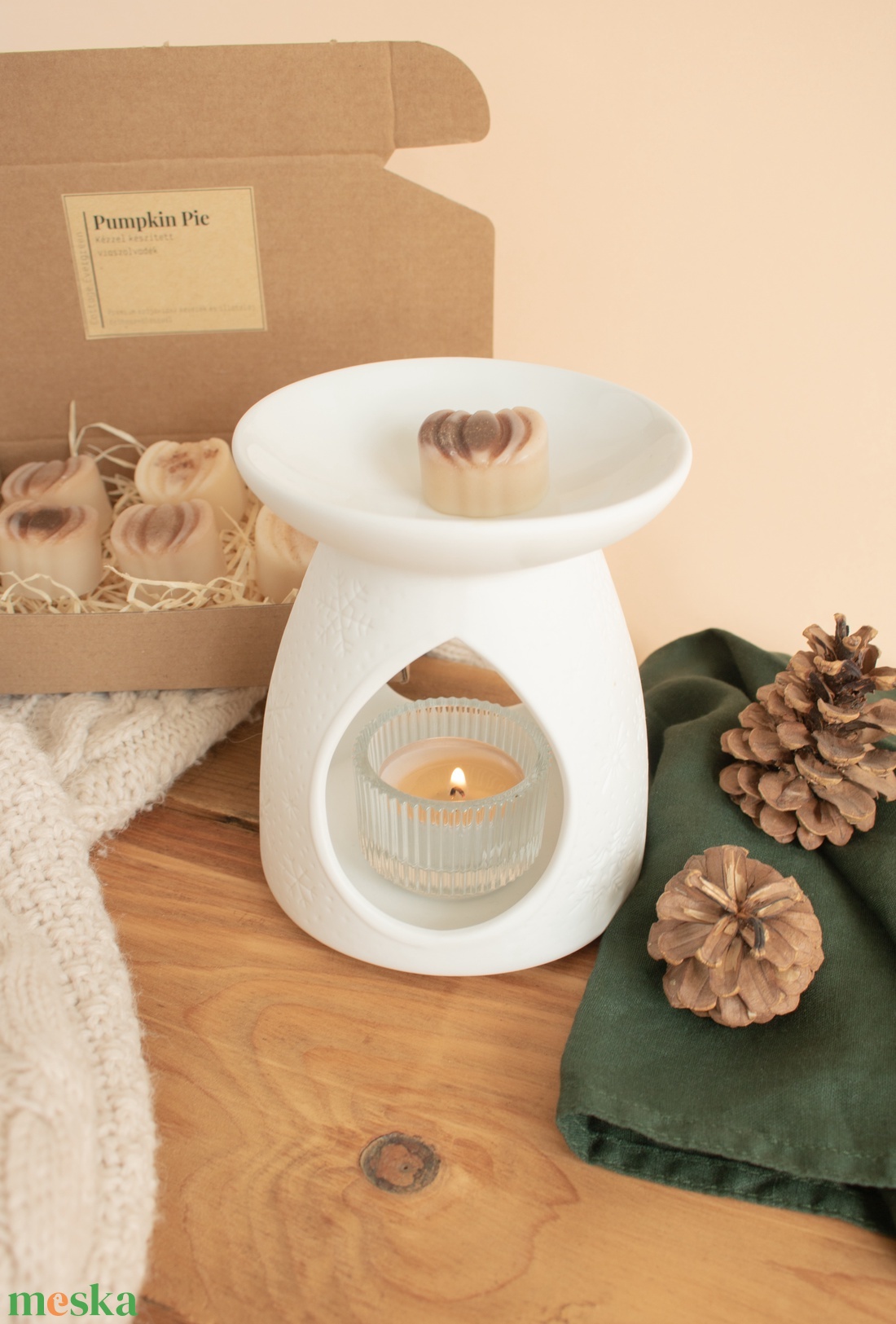 Őszi ajándékcsomag, Ajándék nőknek, Tökös Pite Illatviasz Csomag, Self Care Gift Box, Wax Melt, Fürdőbomba - szépségápolás - kozmetikai ajándékcsomag - Meska.hu