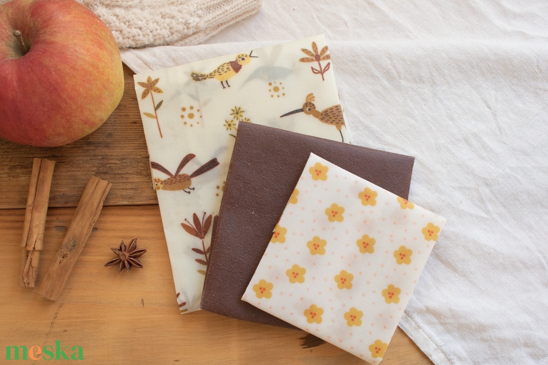 Új Őszi Méh Viaszos Kendő, Méhviaszos Kendő Csomag, Zero Waste Karácsonyi Ajándék, Környezetbarát, Beeswax Wrap - otthon & életmód - konyhafelszerelés, tálalás - konyhai textil - konyharuha & törlőkendő - Meska.hu