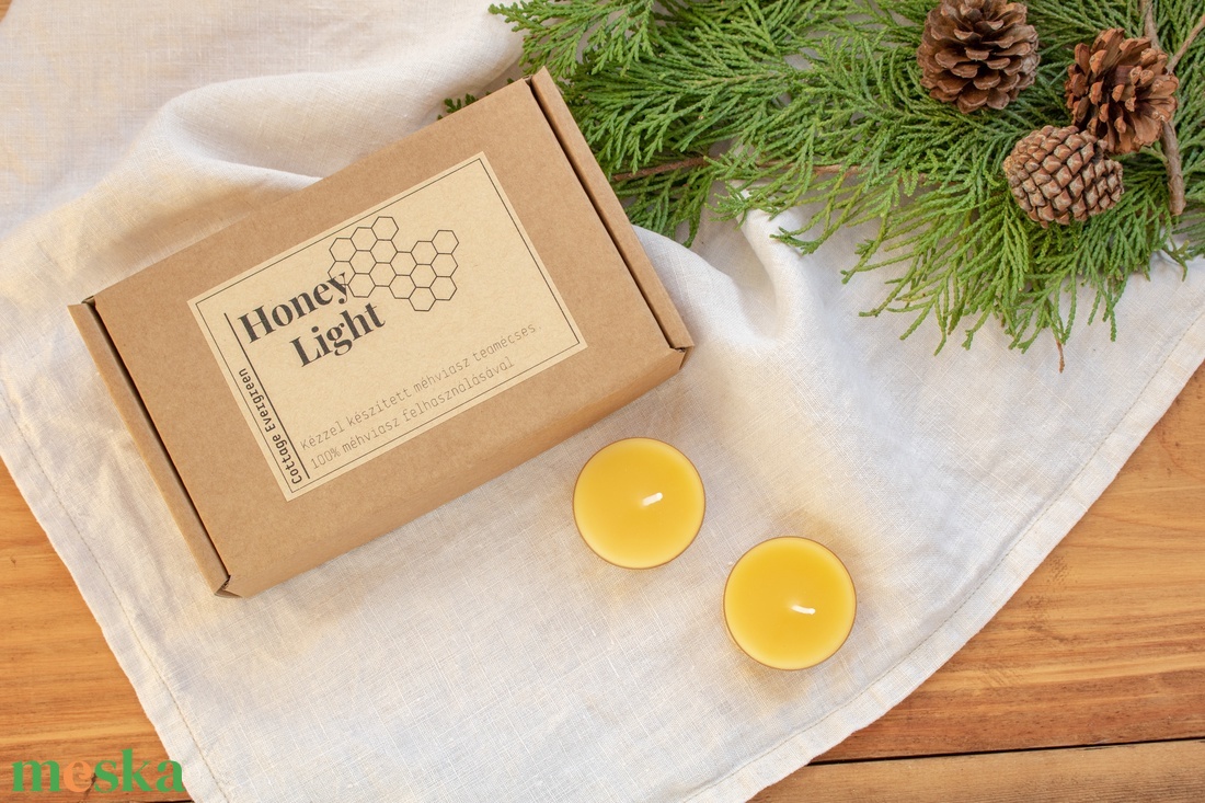 Méhviasz teamécses, Ajándék nőknek, Karácsonyi, Szülinapi Ajándék, Illatmentes Gyertya Viaszból, Beeswax Candle - otthon & életmód - gyertya, illat, aroma - gyertya - Meska.hu