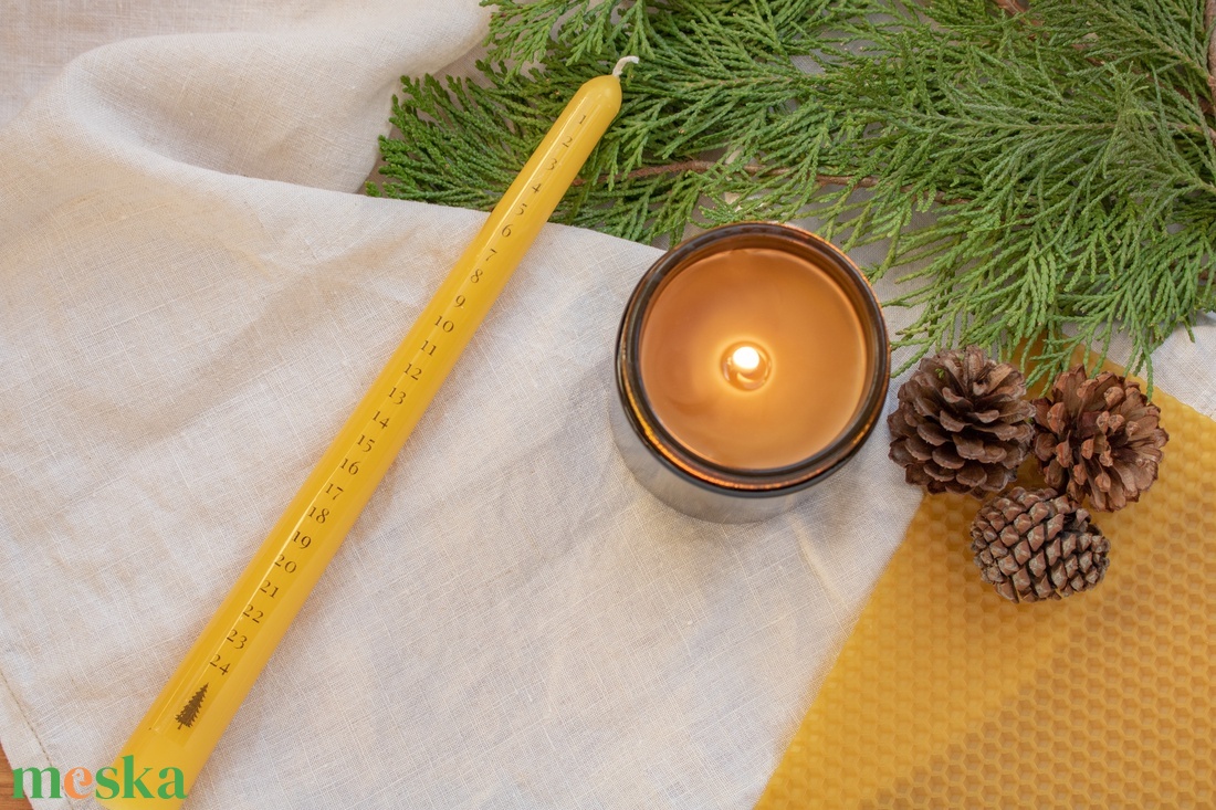 Adventi Kalendár Gyertya, Adventi Naptár, Illatmentes Méhviasz Karácsonyi Gyertya, Beeswax Advent Calendar Candle - otthon & életmód - gyertya, illat, aroma - gyertya - Meska.hu