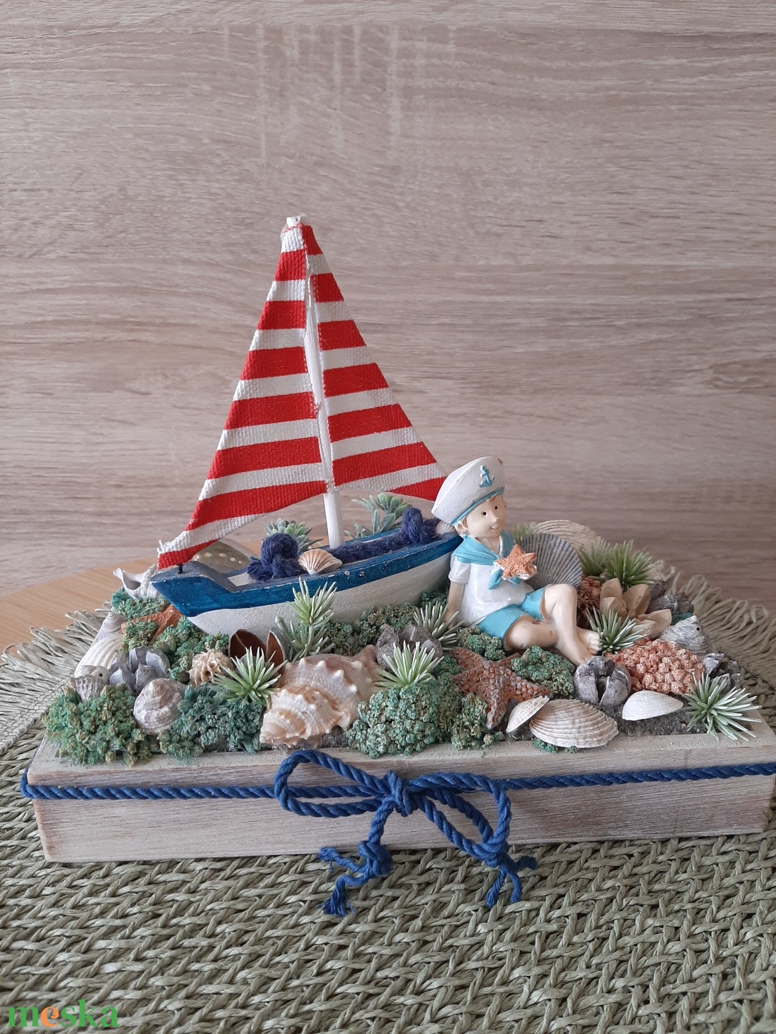 Csónakos tengerparti asztaldísz  - otthon & életmód - dekoráció - asztal és polc dekoráció - bonsai - Meska.hu