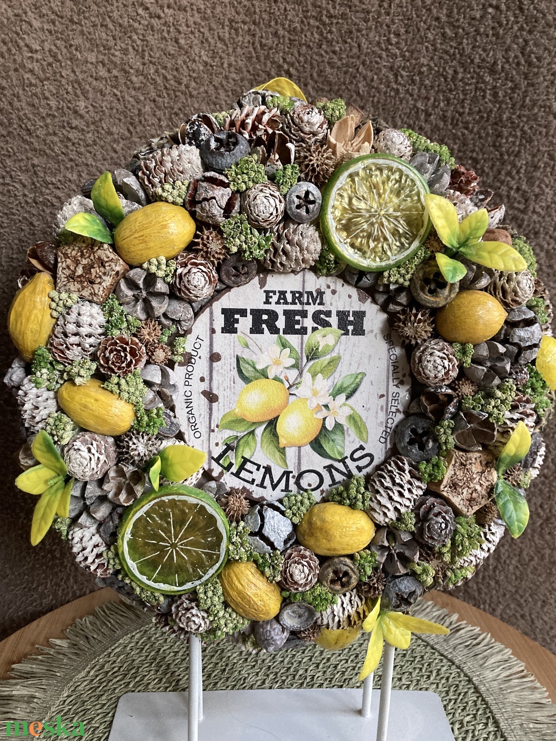 Citromos tavaszi nyári ajtó dísz  - otthon & életmód - dekoráció - ajtó- és ablak dekoráció - ajtódísz & kopogtató - Meska.hu