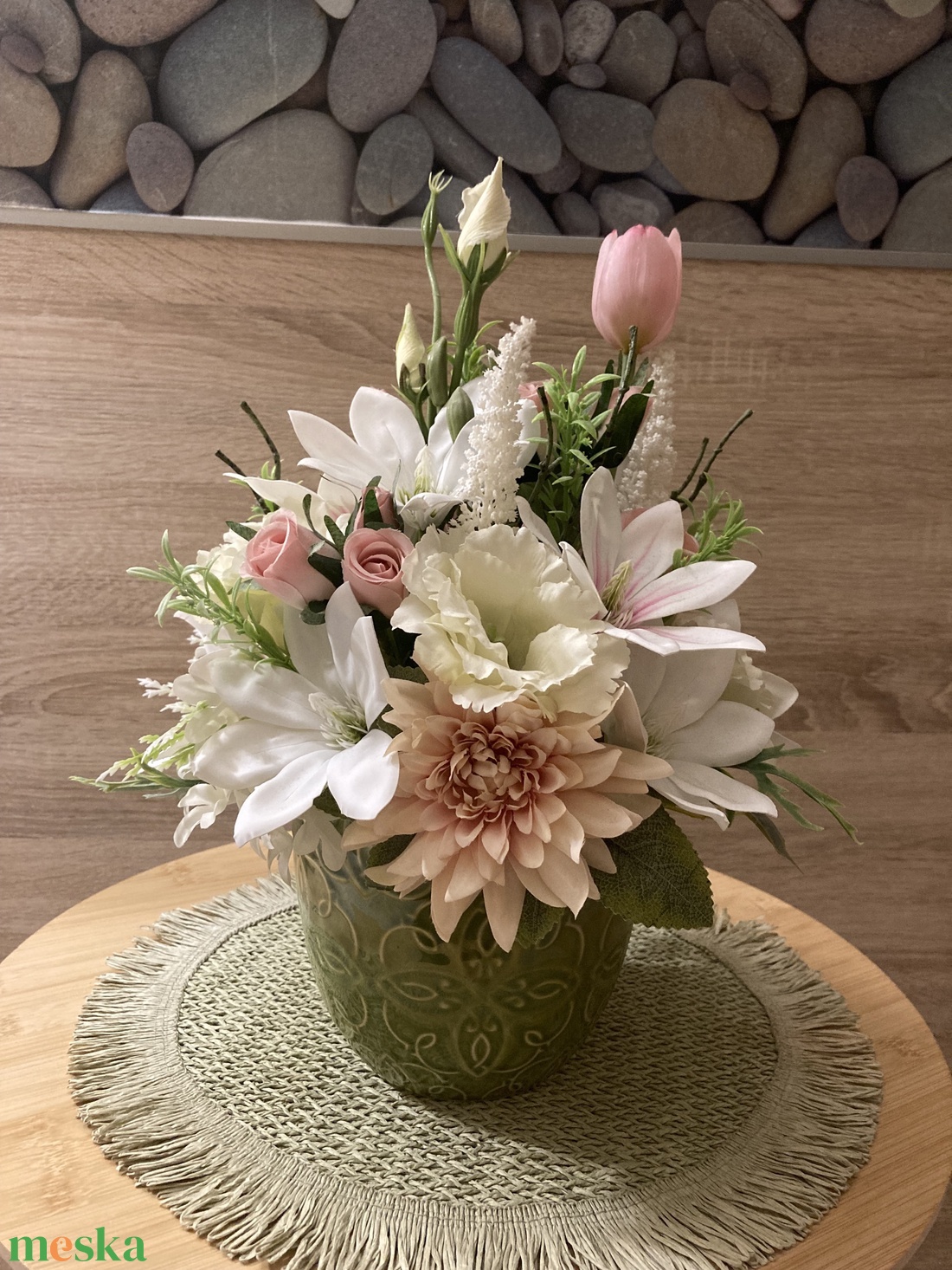 Virágos asztal dísz  - otthon & életmód - dekoráció - asztal és polc dekoráció - dekorációs tál, tartó - Meska.hu