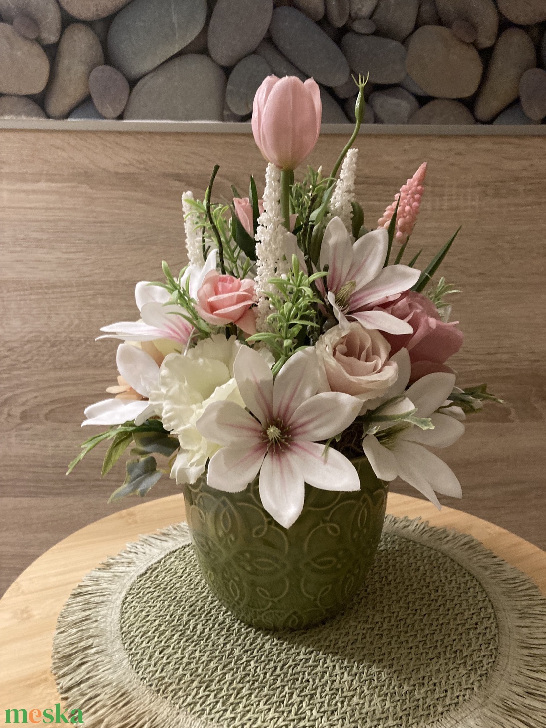 Virágos asztal dísz  - otthon & életmód - dekoráció - asztal és polc dekoráció - dekorációs tál, tartó - Meska.hu