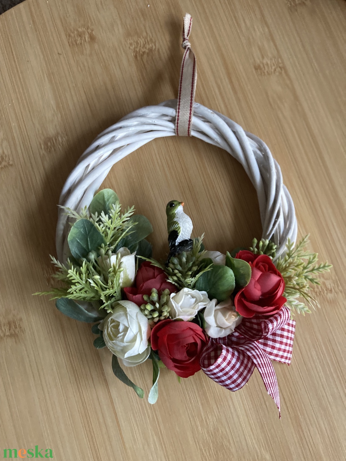 Madárkás vesszős kopogtató  - otthon & életmód - dekoráció - ajtó- és ablak dekoráció - ablakdísz - Meska.hu