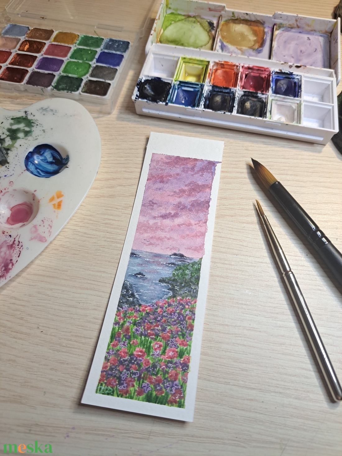 Akvarell festett könyvjelző - művészet - festmény - akvarell - Meska.hu