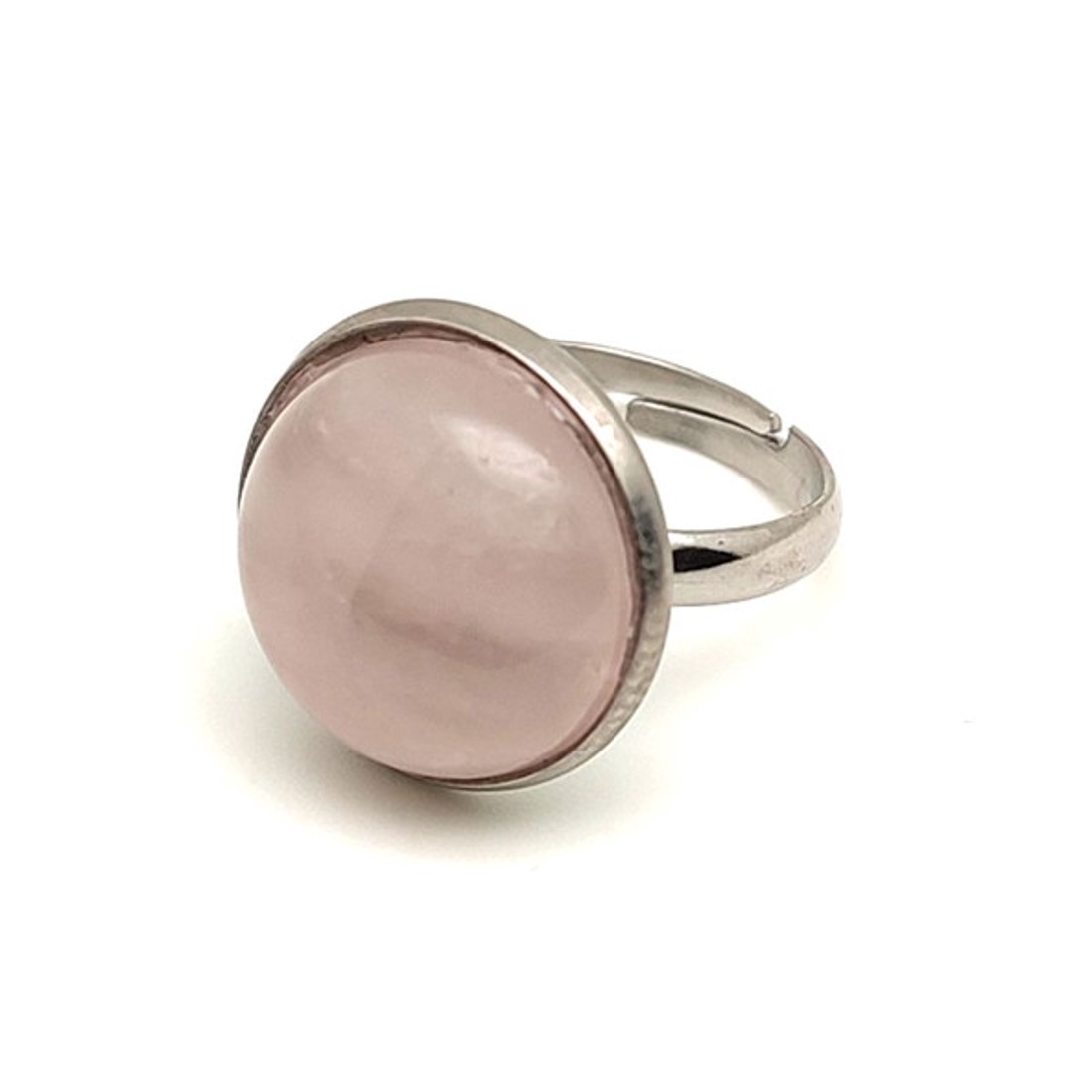 Harmonizáló rózsakvarc állítható gyűrű kerek 16mm - ékszer - gyűrű - gyöngyös gyűrű - Meska.hu