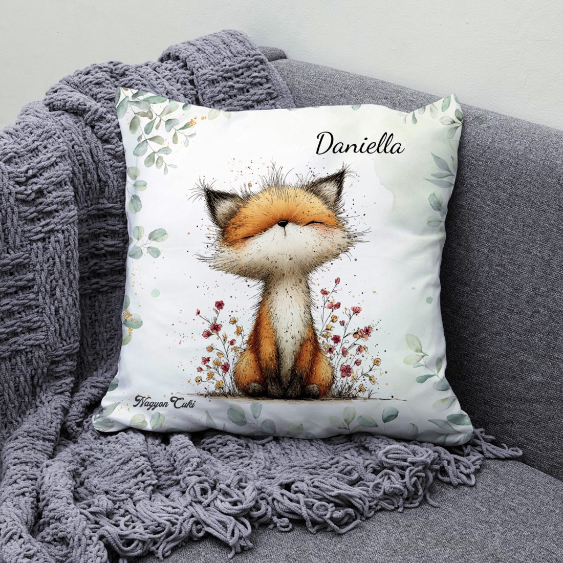 Névvel kérhető - Az erdő kis ravaszdija, a vörös róka mintás párna - otthon & életmód - lakástextil - párna & párnahuzat - díszpárna (belsővel együtt) - Meska.hu
