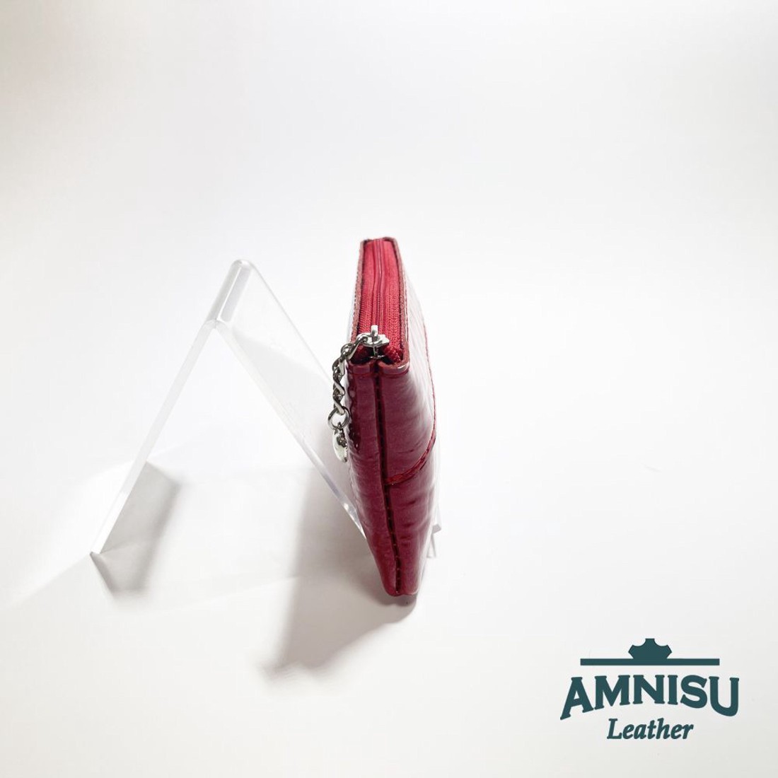 Piros lakk krokkómintás ívelt egy cipzáras kulcstartó C5008 - táska & tok - kulcstartó & táskadísz - kulcstartó - Meska.hu