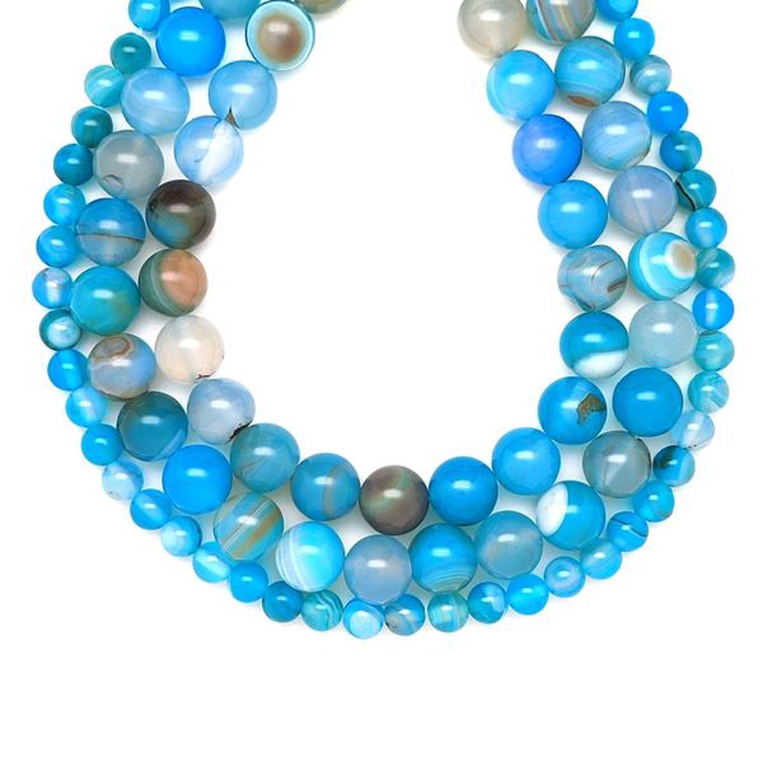 Achát szinezett sávos tengerkék golyó 6mm  ékszerkészítő alapanyag (füzér) - kellékek & szerszámok - ásvány alapanyag - ásványfüzér - Meska.hu