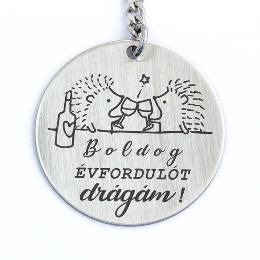 Boldog évfordulót Drágám acél medálos kulcstartó - táska & tok - kulcstartó & táskadísz - kulcstartó - Meska.hu