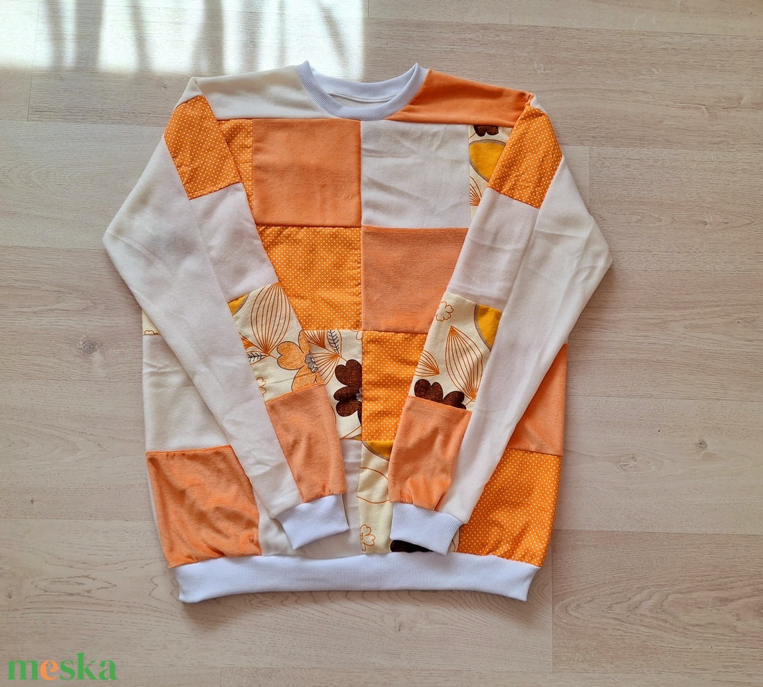 Patchwork Pulóver sárga - ruha & divat - női ruha - pulóver - Meska.hu