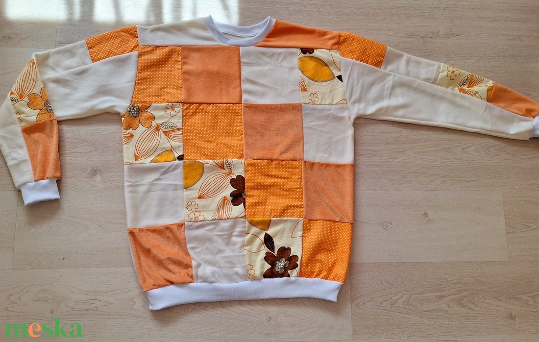 Patchwork Pulóver sárga - ruha & divat - női ruha - pulóver - Meska.hu