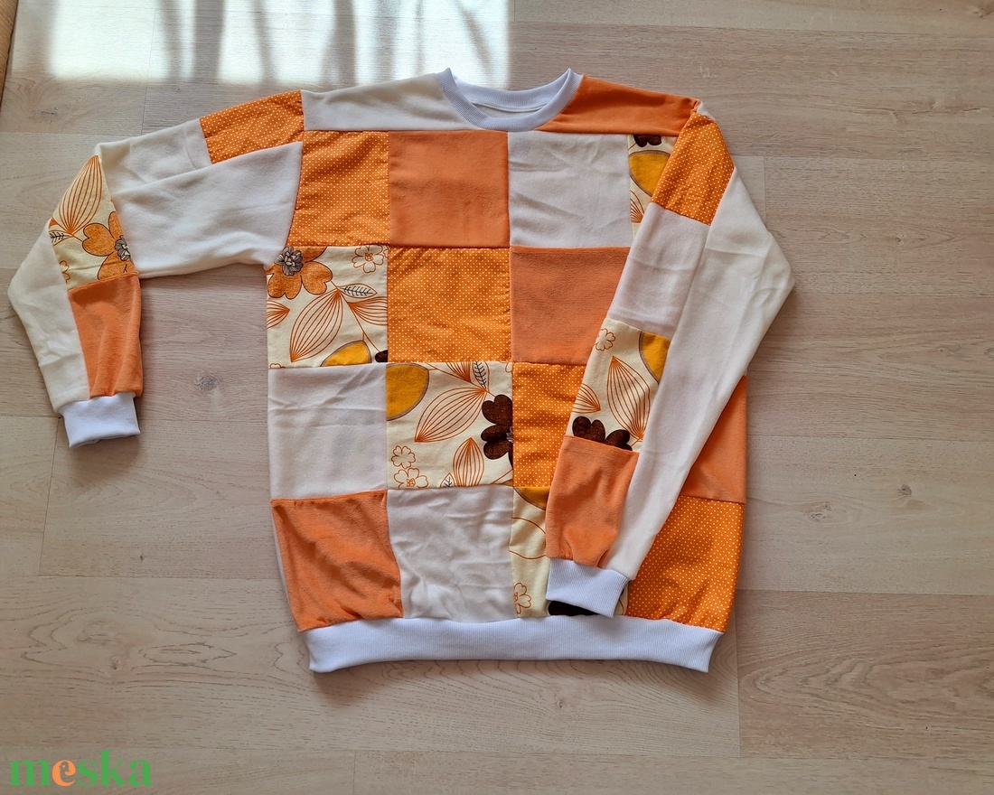 Patchwork Pulóver sárga - ruha & divat - női ruha - pulóver - Meska.hu
