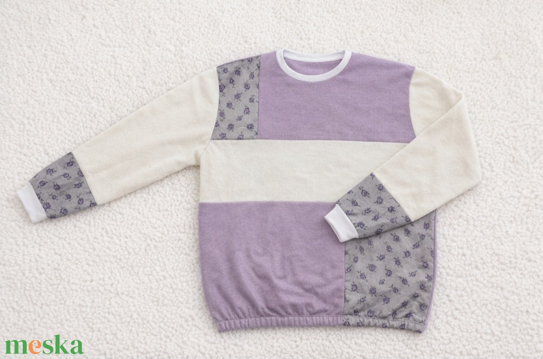 Patchwork Pulóver lila - ruha & divat - női ruha - pulóver - Meska.hu