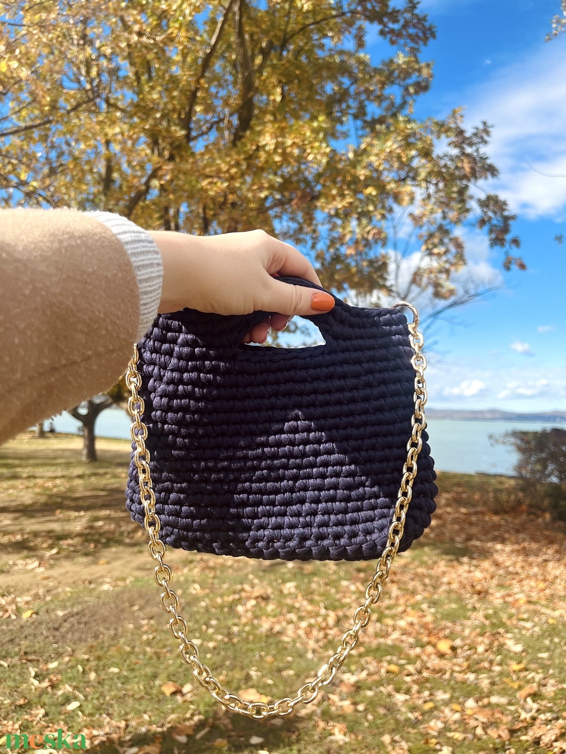 �Crafty tengerészkék színben - táska & tok - kézitáska & válltáska - válltáska - Meska.hu