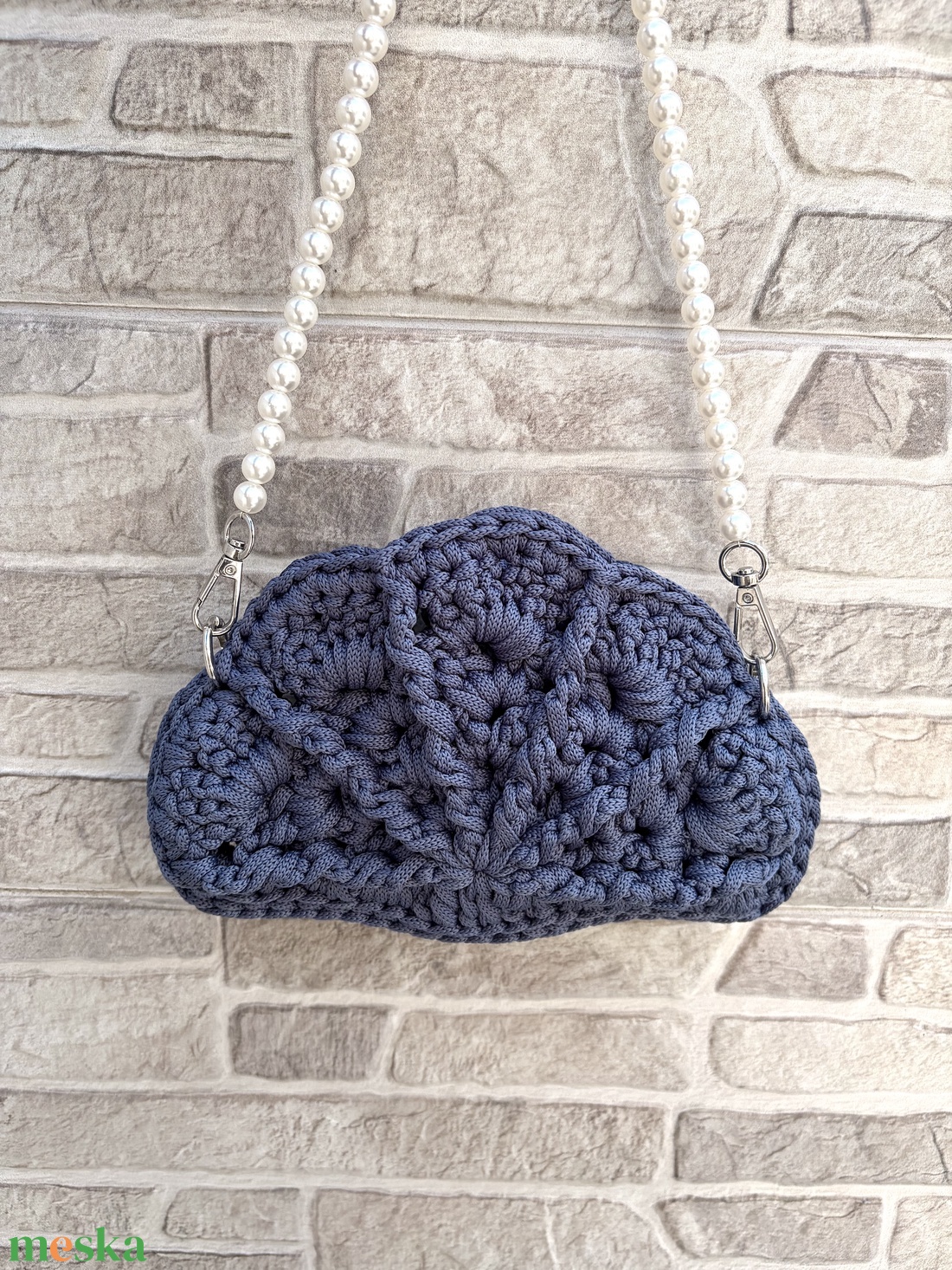 �Pearl táska farmer kék színben - táska & tok - kézitáska & válltáska - válltáska - Meska.hu