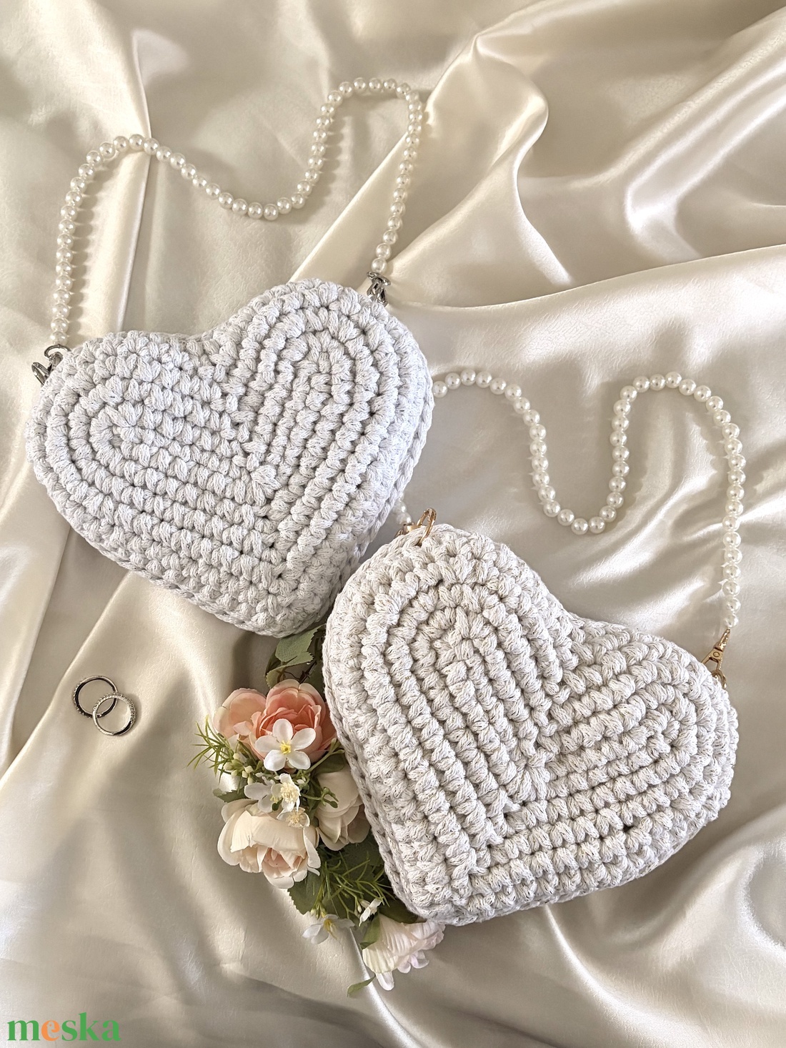Forever Starts Now kollekció - Bridal szívecske alakú táska - táska & tok - kézitáska & válltáska - válltáska - Meska.hu