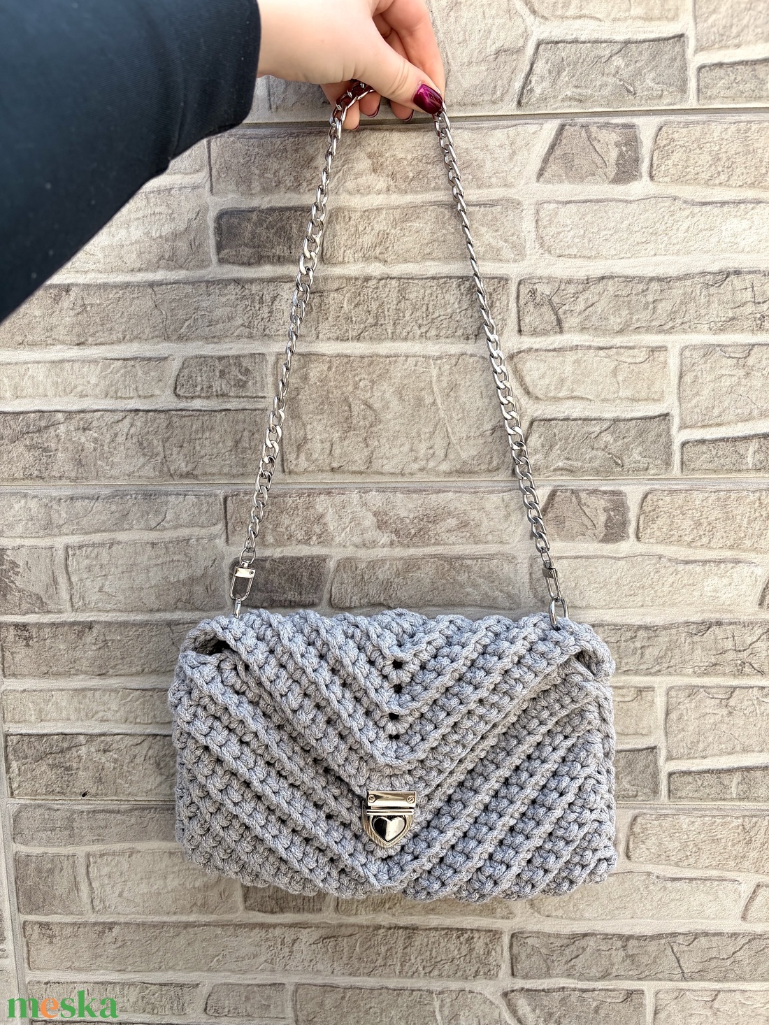 �Amour táska csillogós szürke színben - táska & tok - kézitáska & válltáska - válltáska - Meska.hu