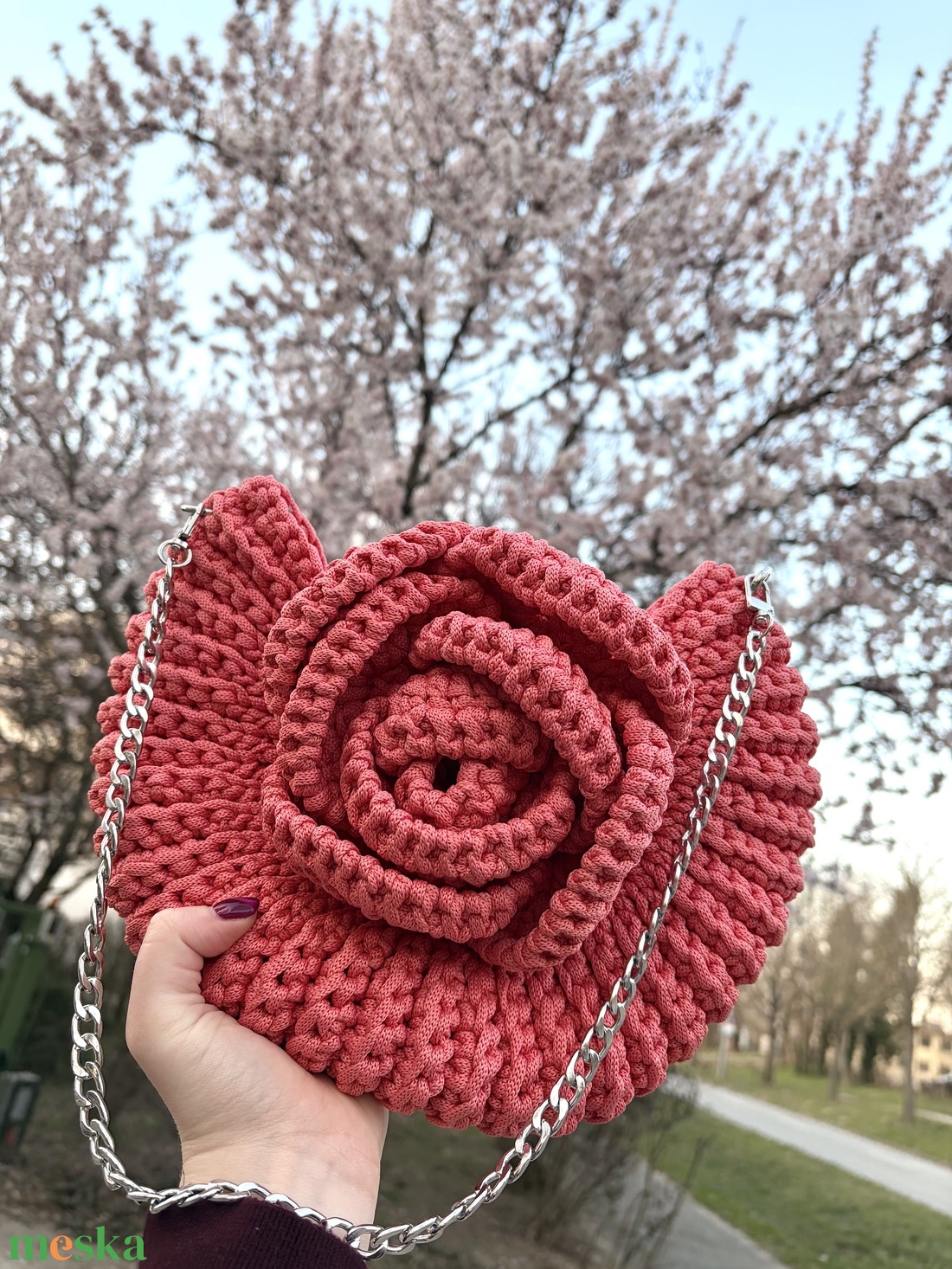 �Rosie táska korall színben - táska & tok - kézitáska & válltáska - válltáska - Meska.hu