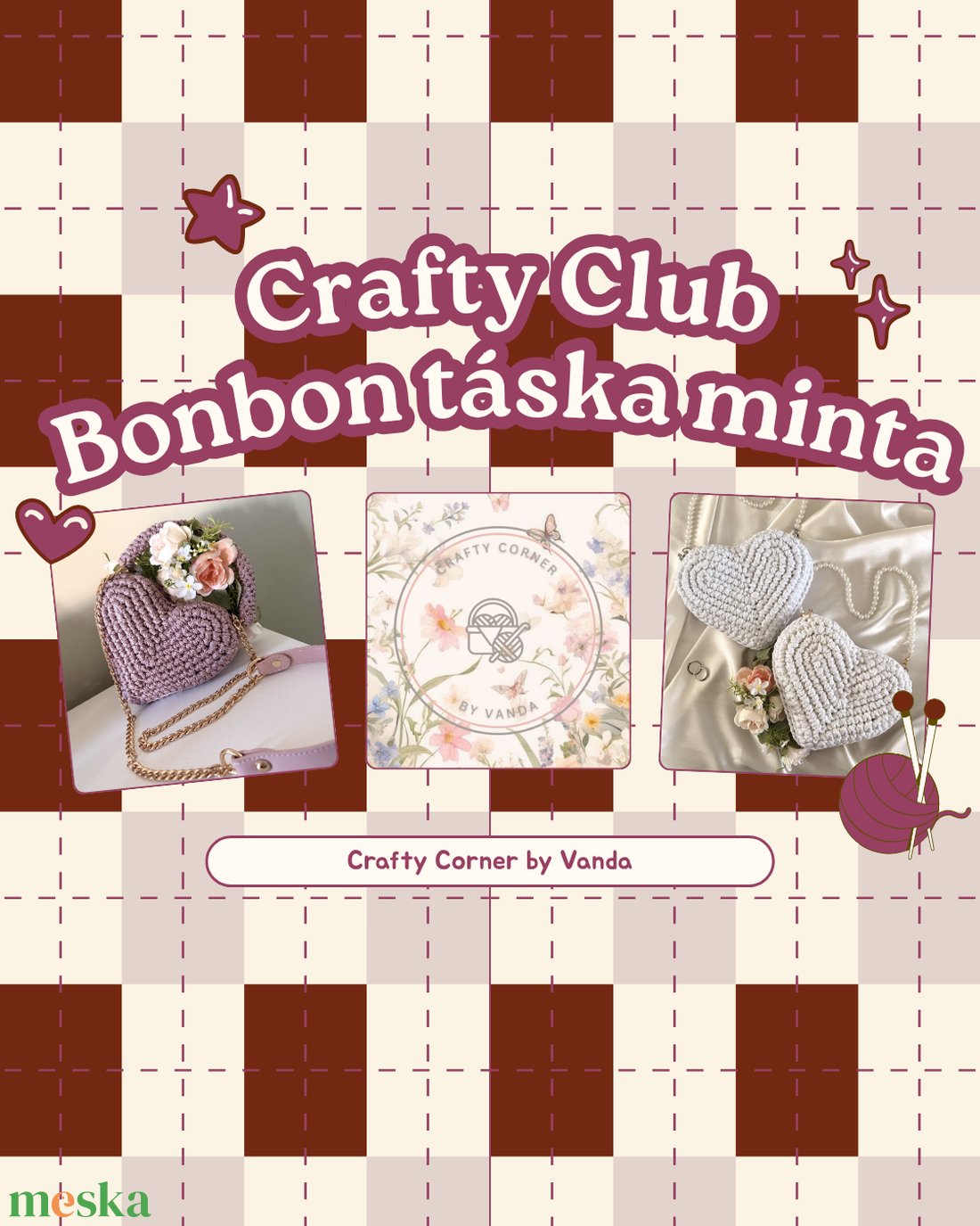 Crafty Club - Bonbon táska minta - diy (csináld magad) - szabásminta, útmutató - horgolási minta - Meska.hu