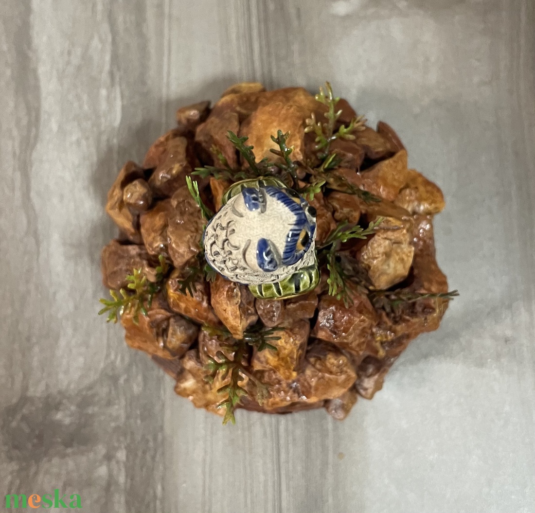 Őszi asztali dísz bagollyal, kövekkel - otthon & életmód - dekoráció - asztal és polc dekoráció - asztaldísz - Meska.hu