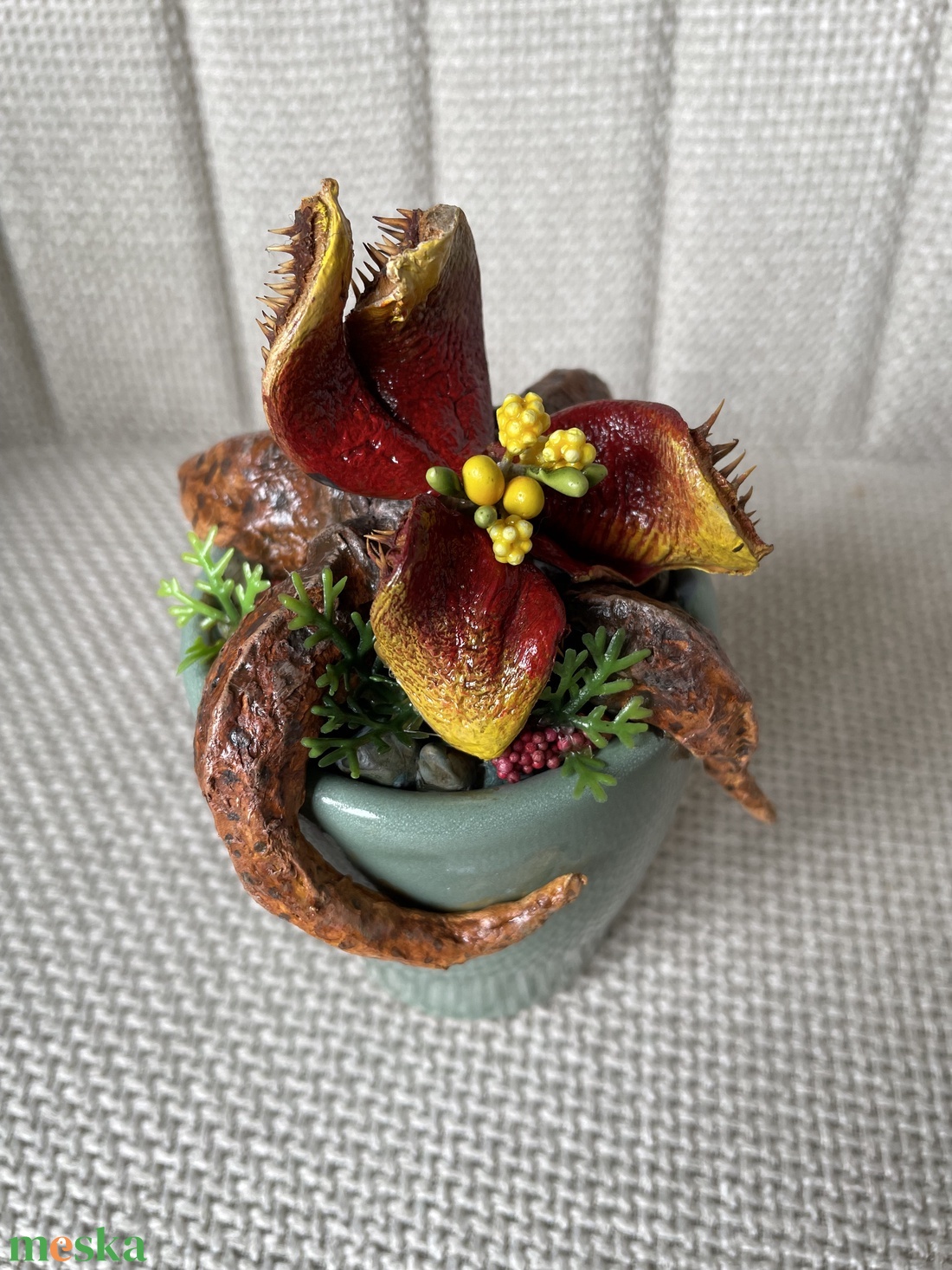 Különleges kézműves egzotikus virág asztali dísz - otthon & életmód - dekoráció - virágdísz és tartó - csokor & virágdísz - Meska.hu