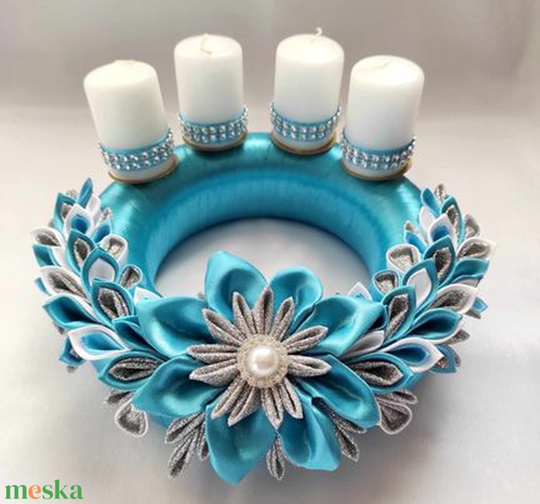 Türkizkék - ezüst adventi koszorú - karácsony - adventi díszek - adventi koszorú - Meska.hu Türkizkék - ezüst adventi koszorú - karácsony - adventi díszek - adventi koszorú - Meska.hu