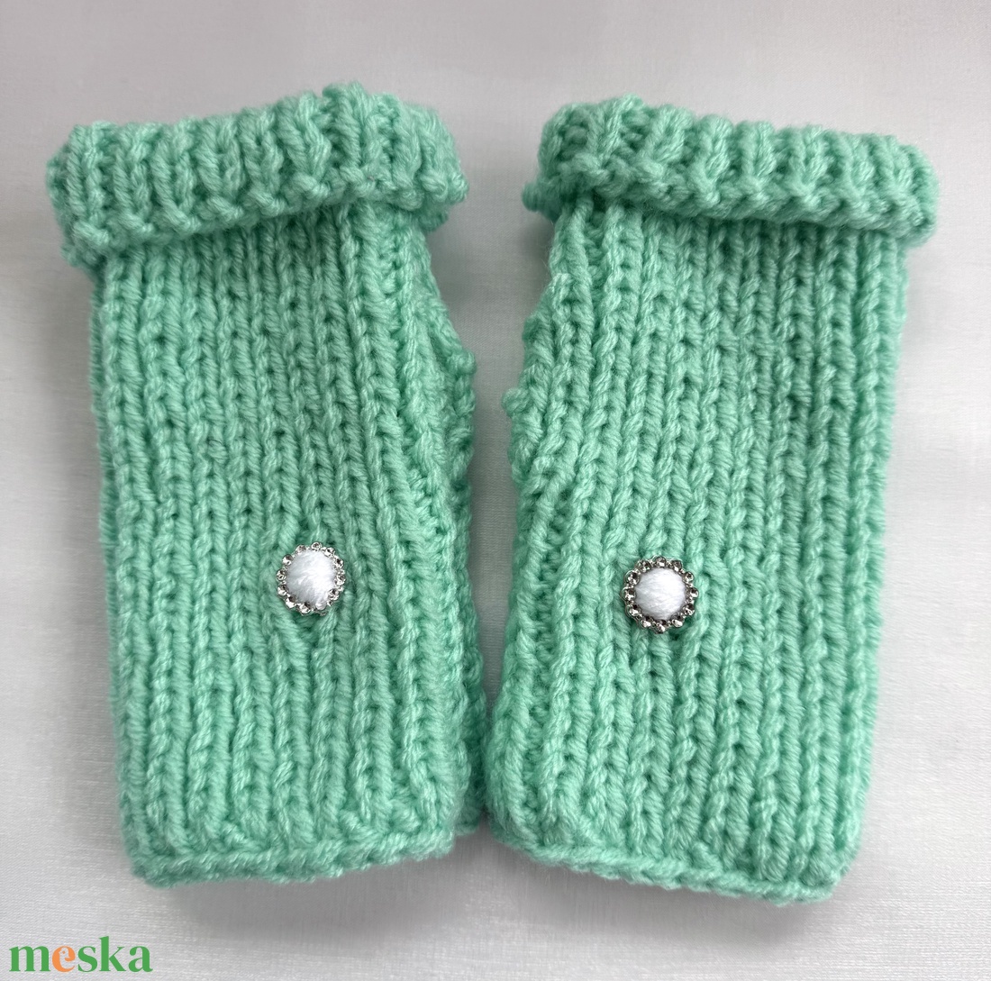 Kézzel kötött ujjatlan kesztyű  - ruha & divat - sál, sapka, kendő - kesztyű - Meska.hu