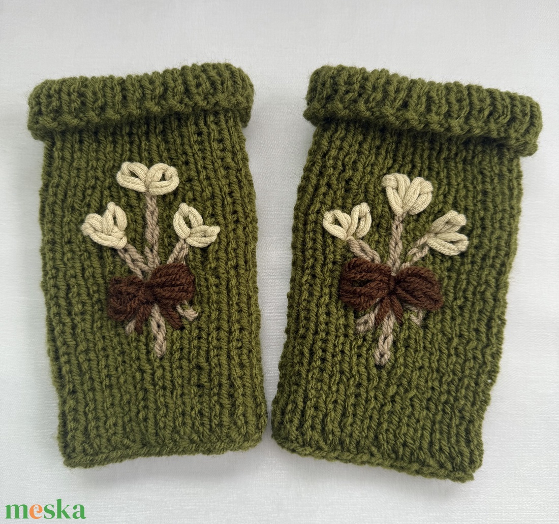 Kézzel kötött ujjatlan kesztyű - ruha & divat - sál, sapka, kendő - kesztyű - Meska.hu