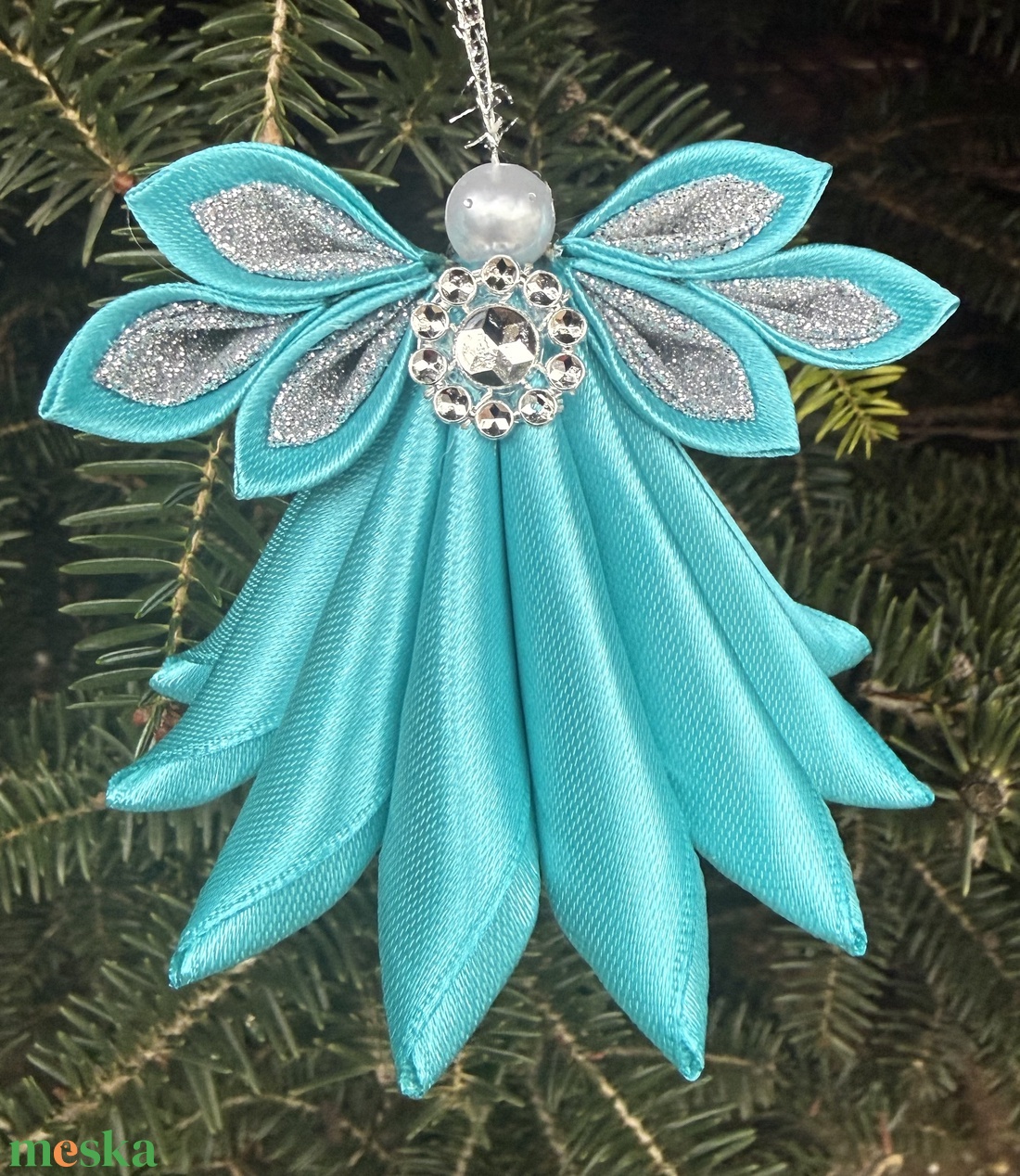 Türkizkék angyal - karácsony - karácsonyi lakásdekoráció - karácsonyfadíszek - Meska.hu