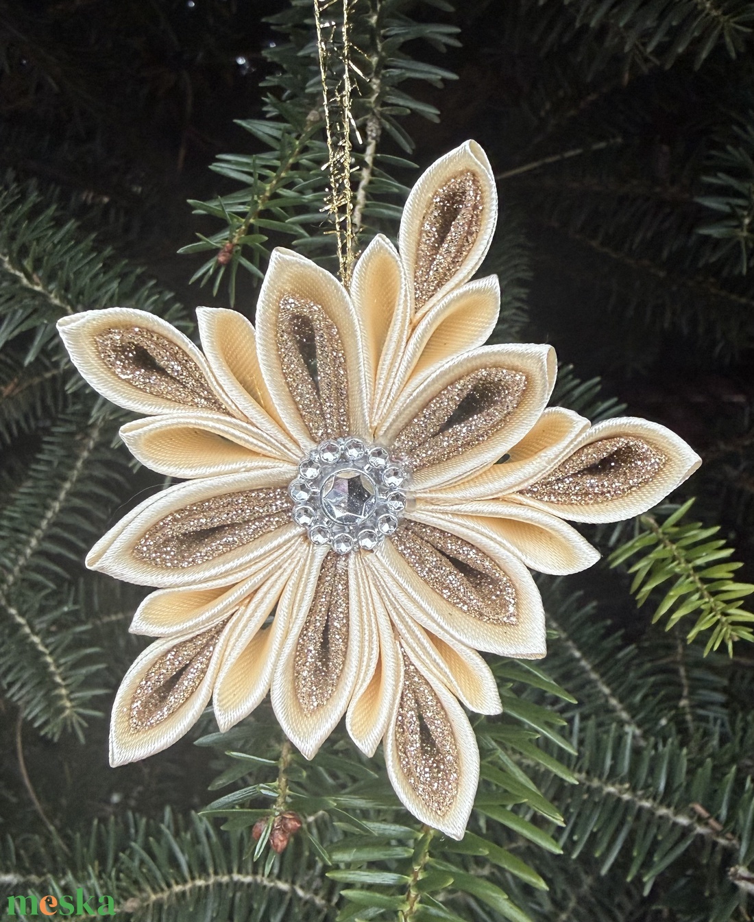 Krém - arany csillag - karácsony - karácsonyi lakásdekoráció - karácsonyfadíszek - Meska.hu