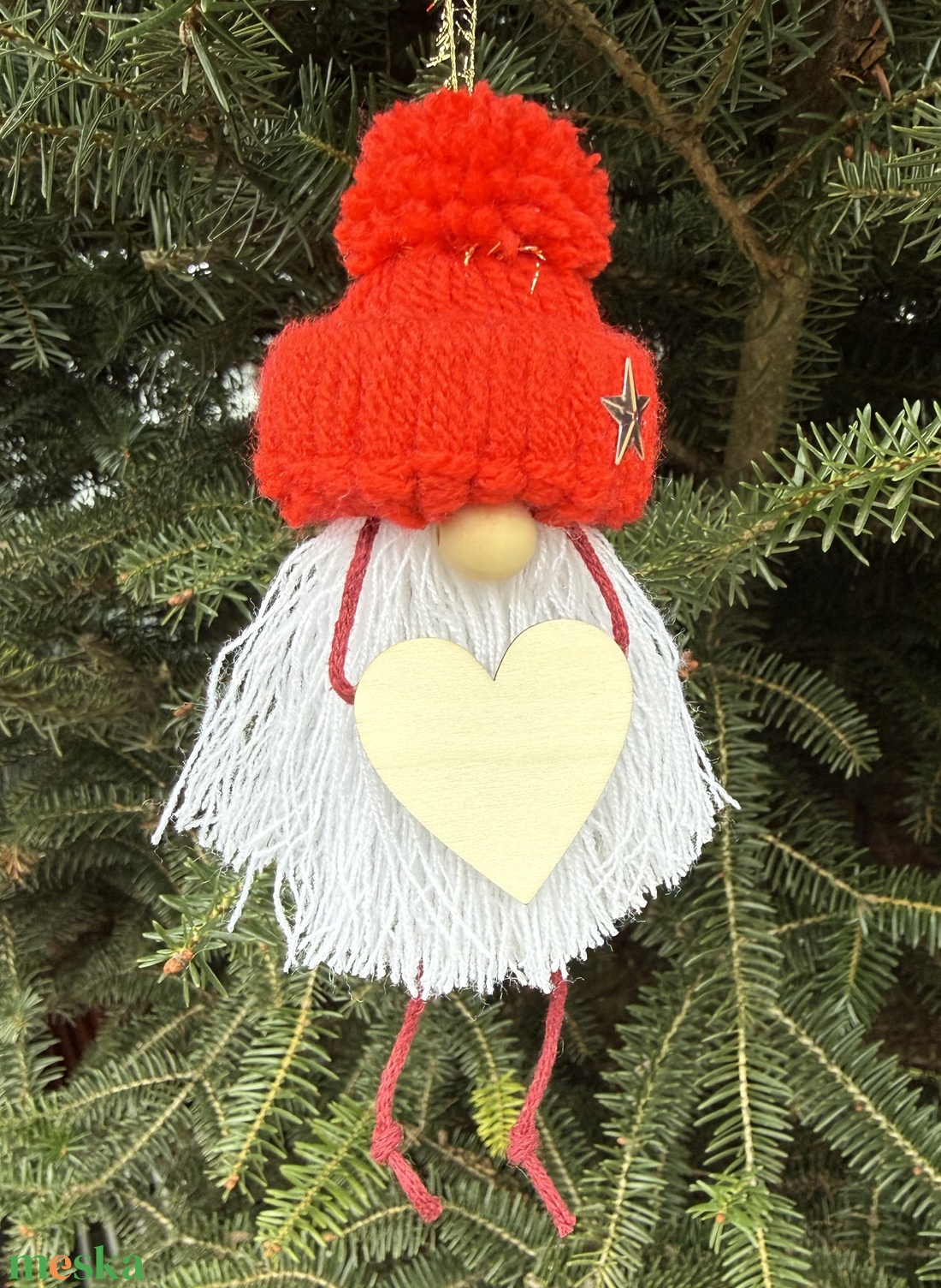 Piros pompom manó - játék & sport - plüssállat & játékfigura - manó - Meska.hu