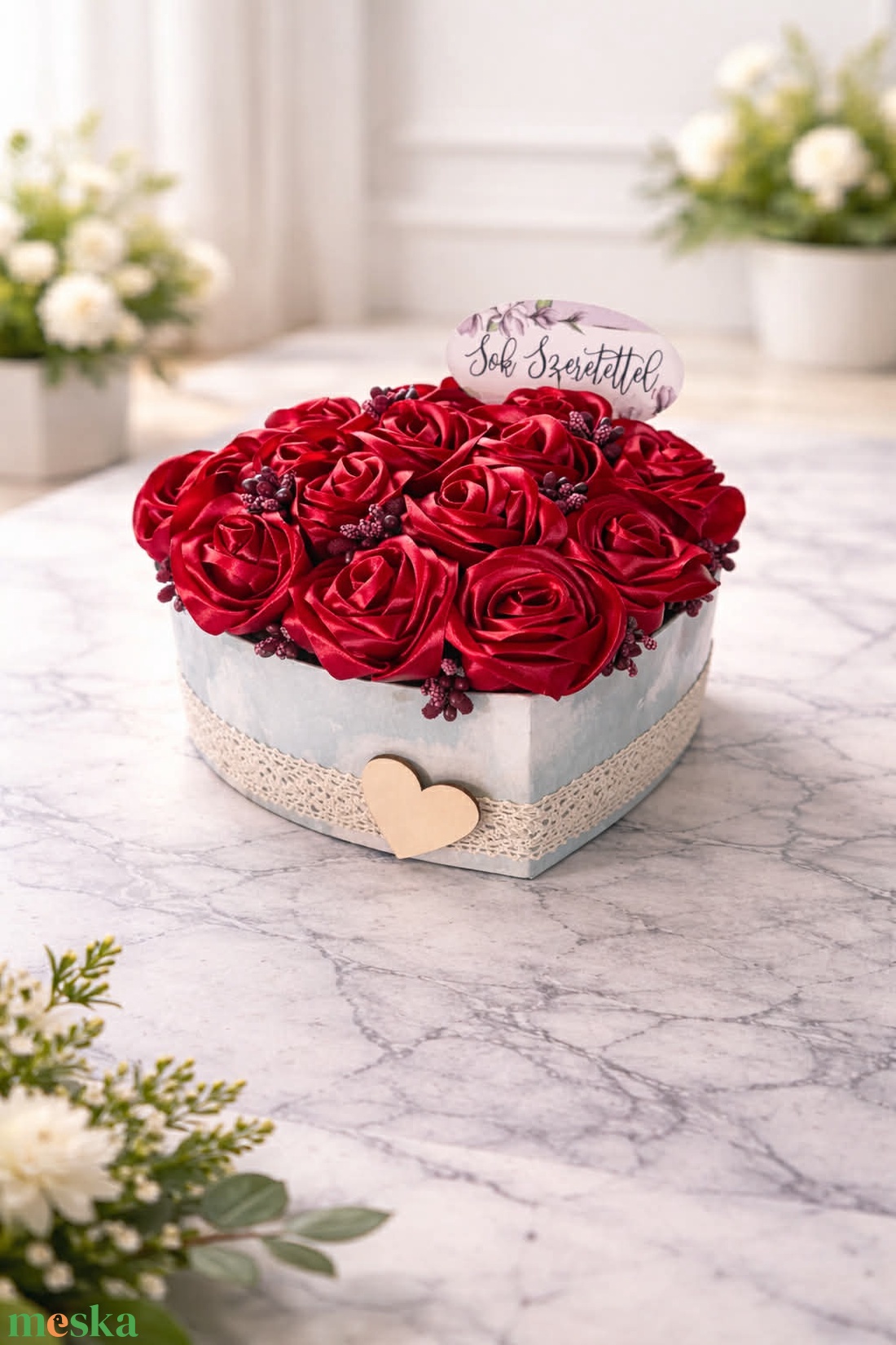 Bordó rózsabox - otthon & életmód - virágdekoráció - virágok - virágbox - Meska.hu
