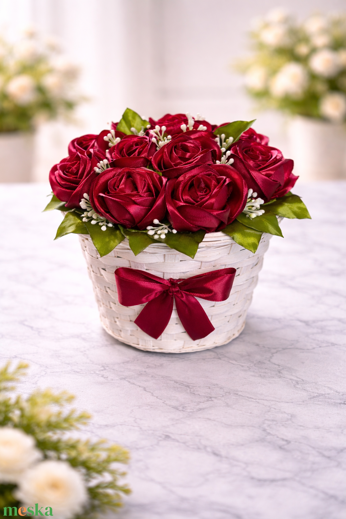 Bordó rózsakosár - otthon & életmód - virágdekoráció - virágdíszek - asztali virágdísz - Meska.hu
