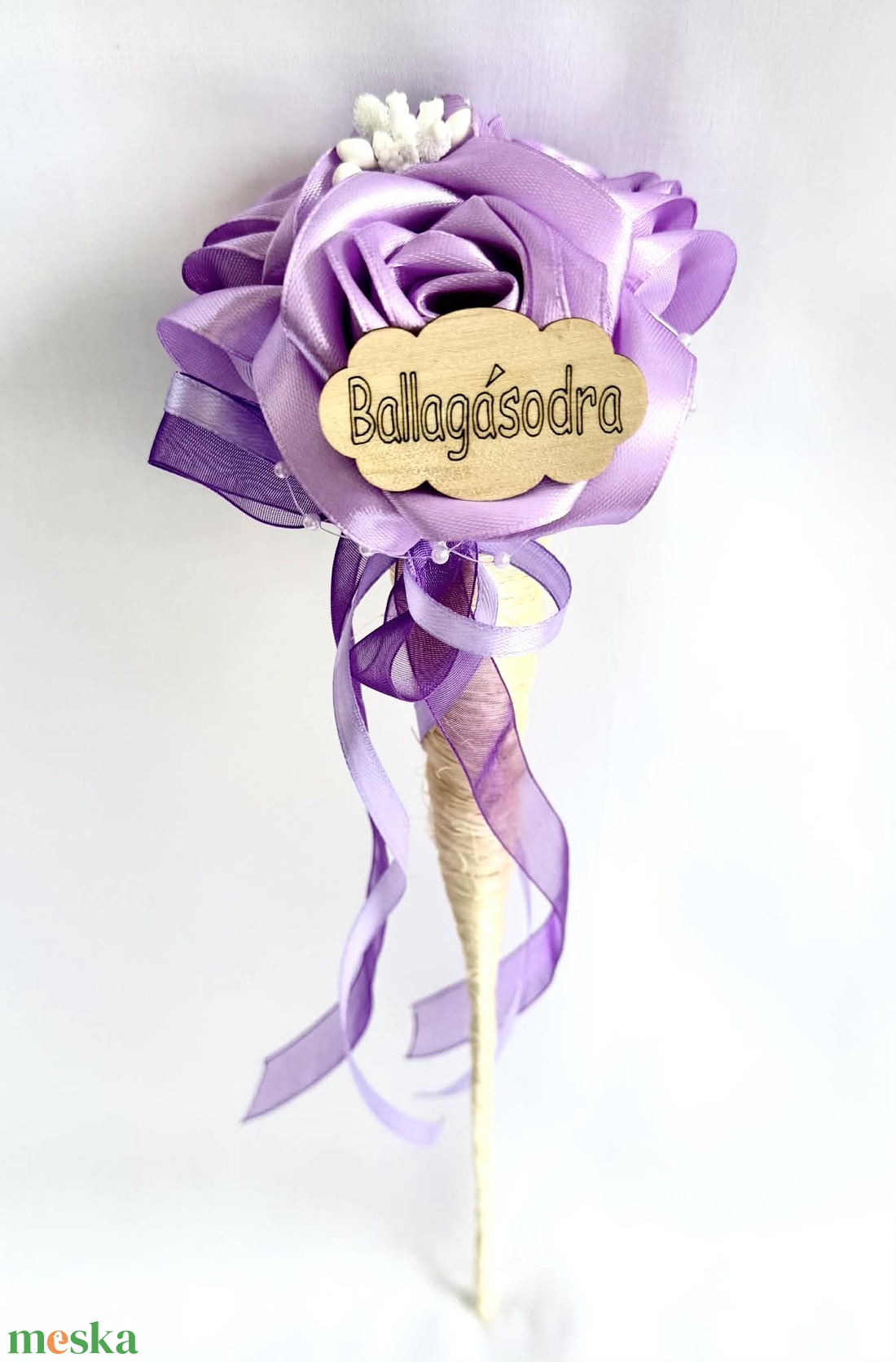 Lila sizal tölcséres  ballagási csokor - otthon & életmód - virágdekoráció - virágok - virágcsokor - Meska.hu