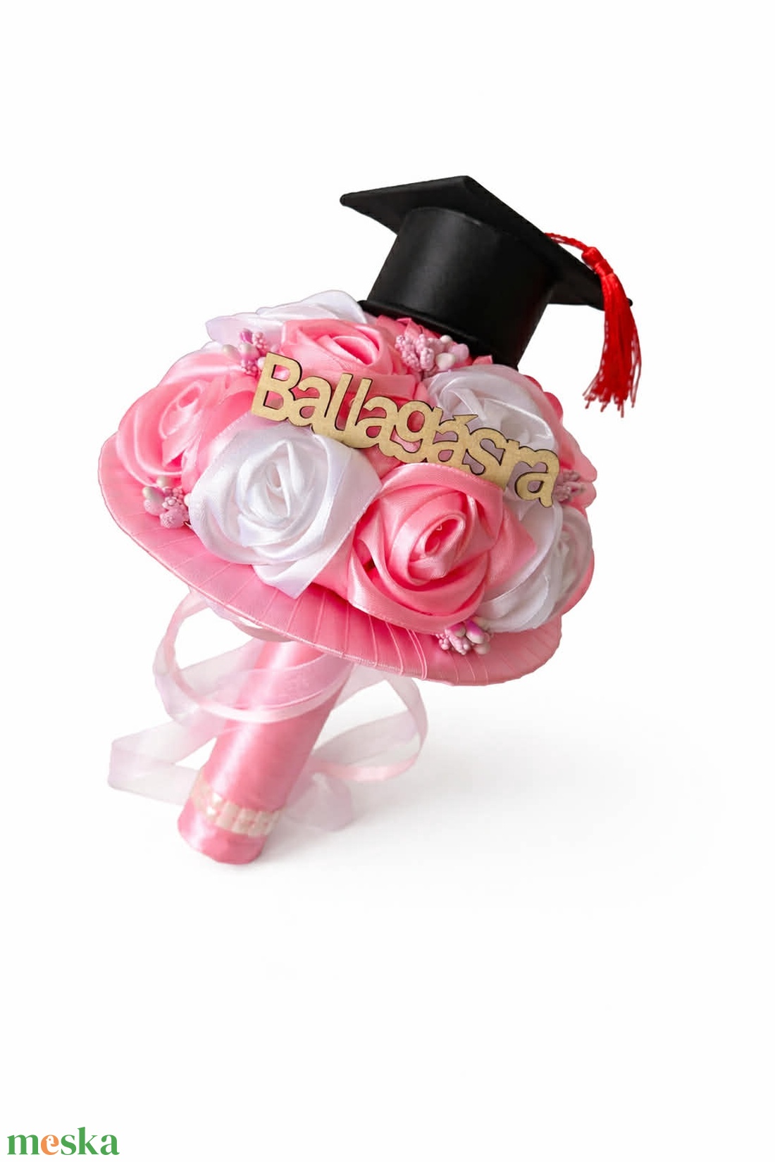 Rózsaszín - fehér ballagási csokor - otthon & életmód - virágdekoráció - virágok - virágcsokor - Meska.hu