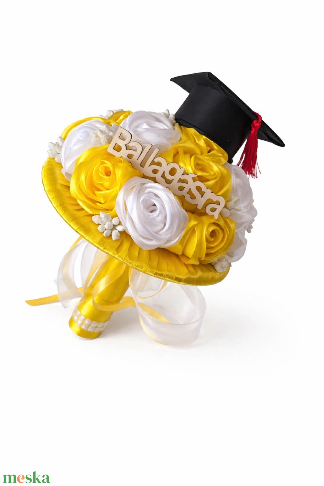 Citromsárga - fehér ballagási csokor - otthon & életmód - virágdekoráció - virágok - virágcsokor - Meska.hu