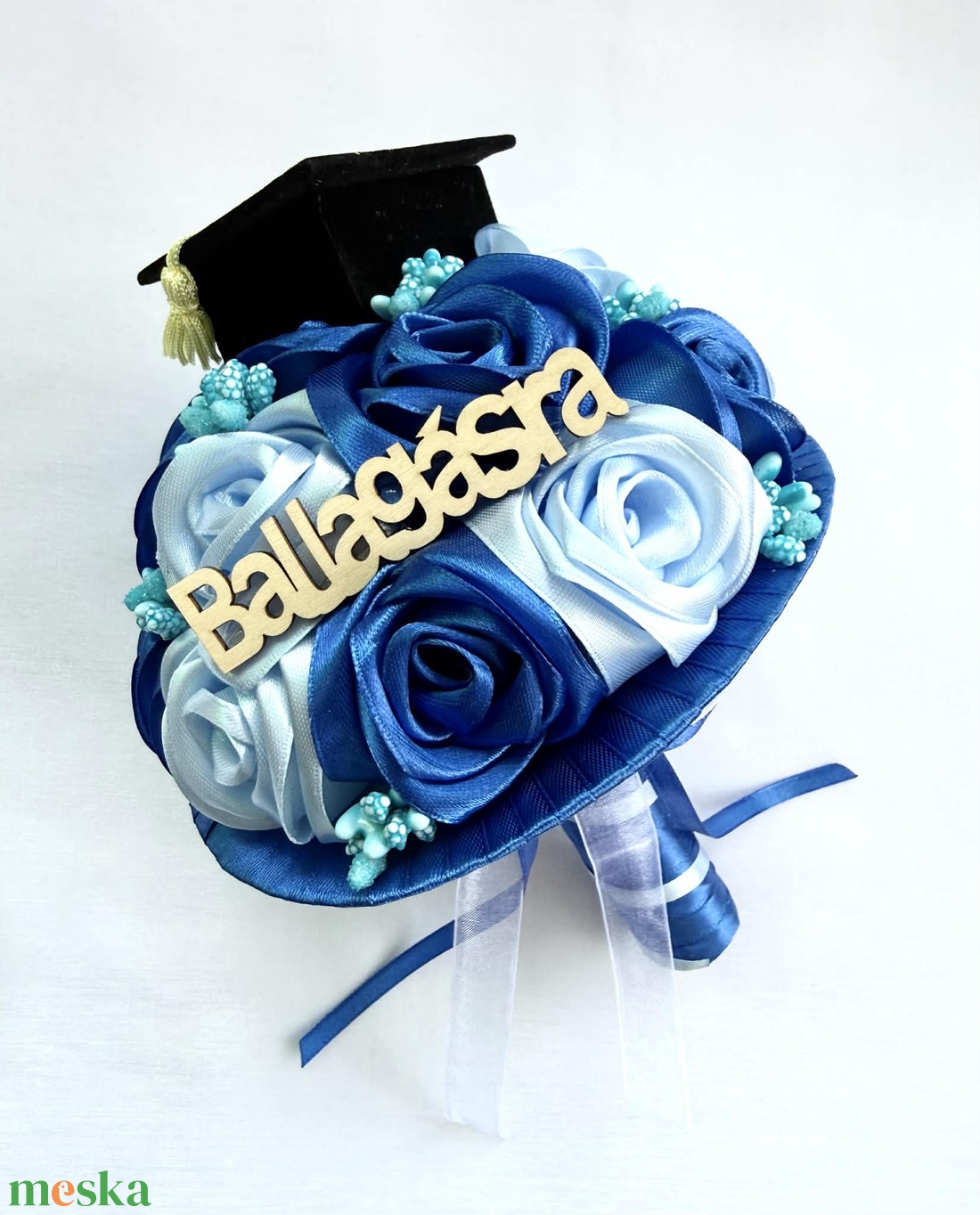 Sötétkék ballagási csokor - otthon & életmód - virágdekoráció - virágok - virágcsokor - Meska.hu
